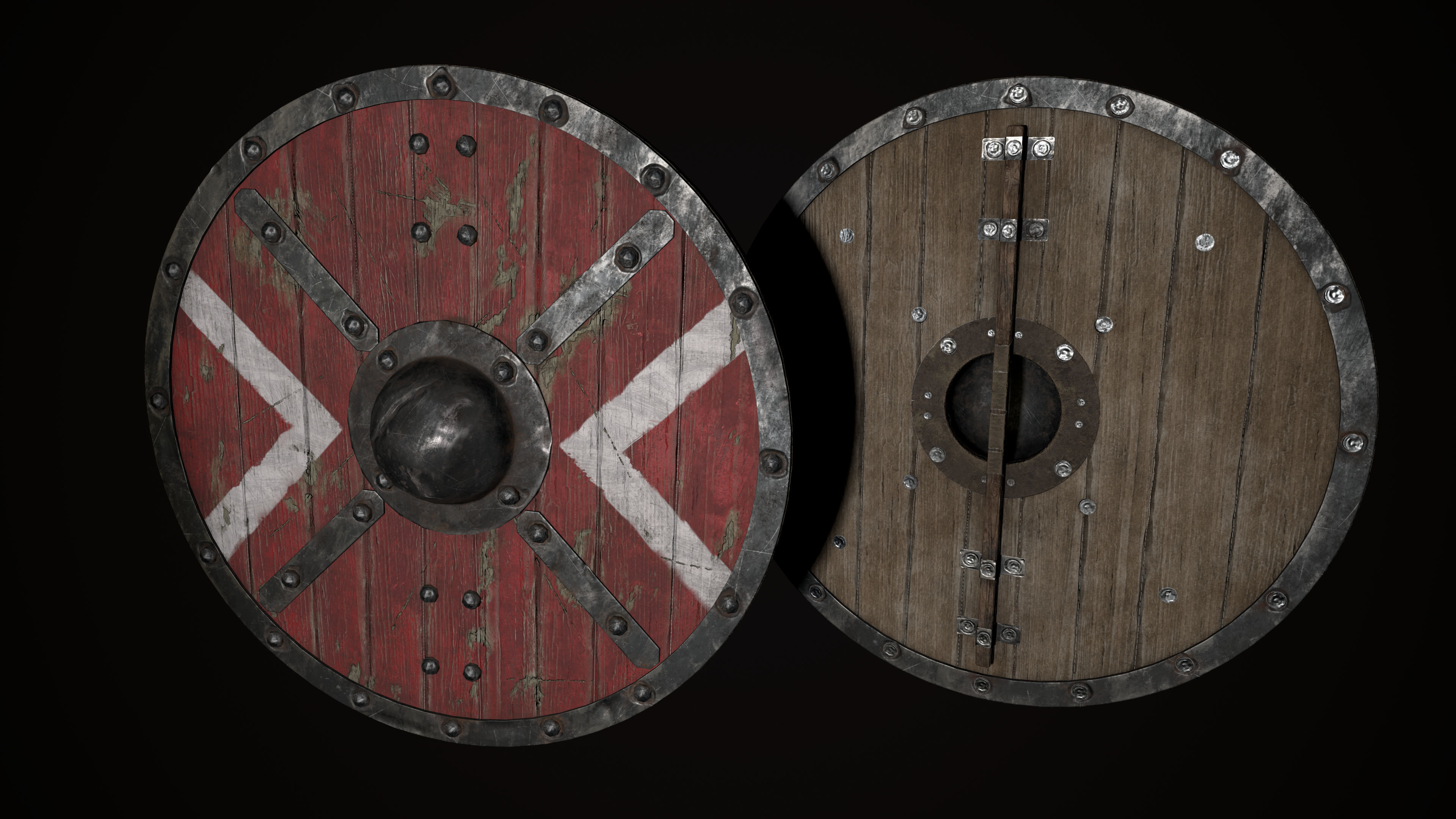 Viking Sword Axe War hammer Great sword Great war hammer Shields Low-poly 3D model_37