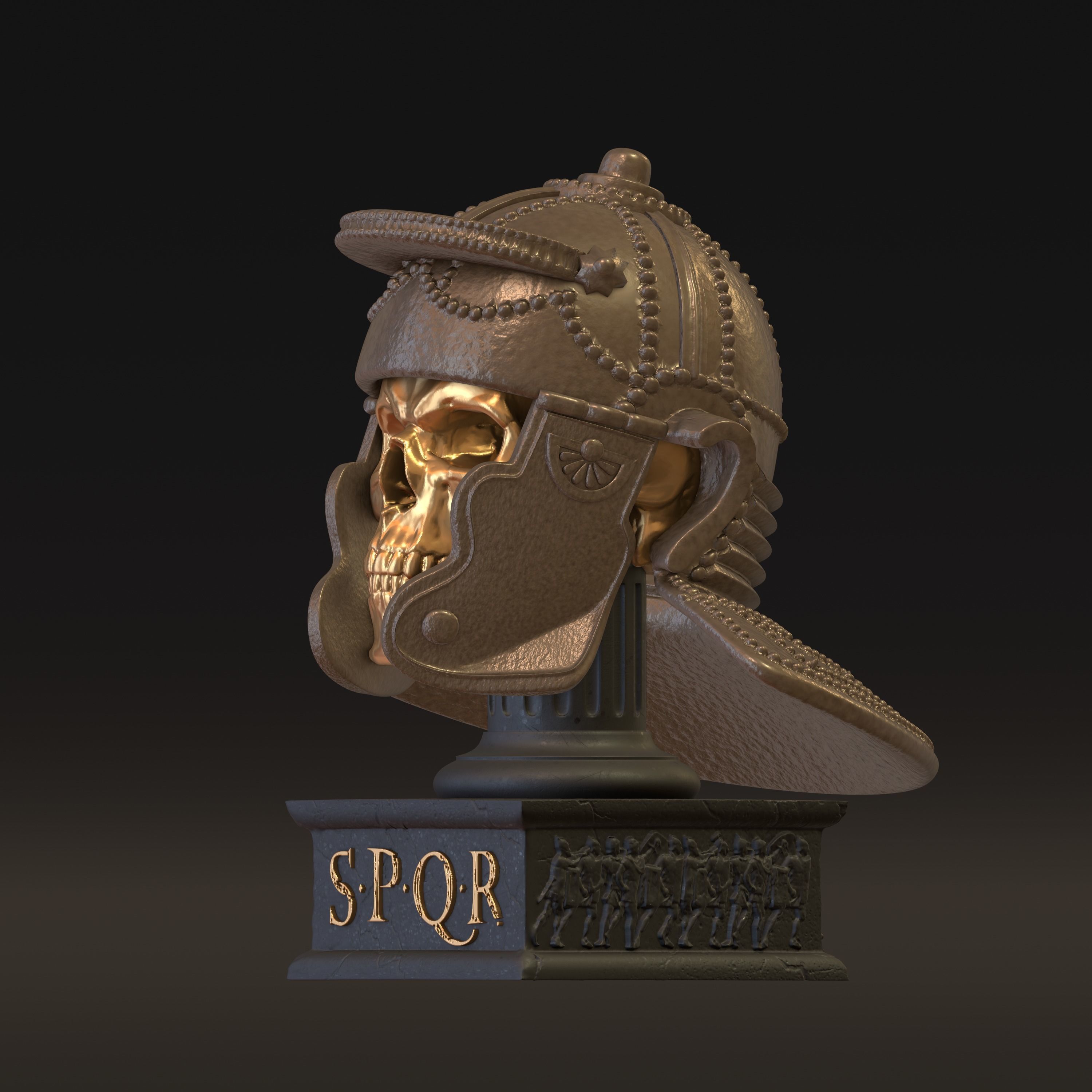 Ancient Roman Helmet Skull Home Decor 3D print model_5