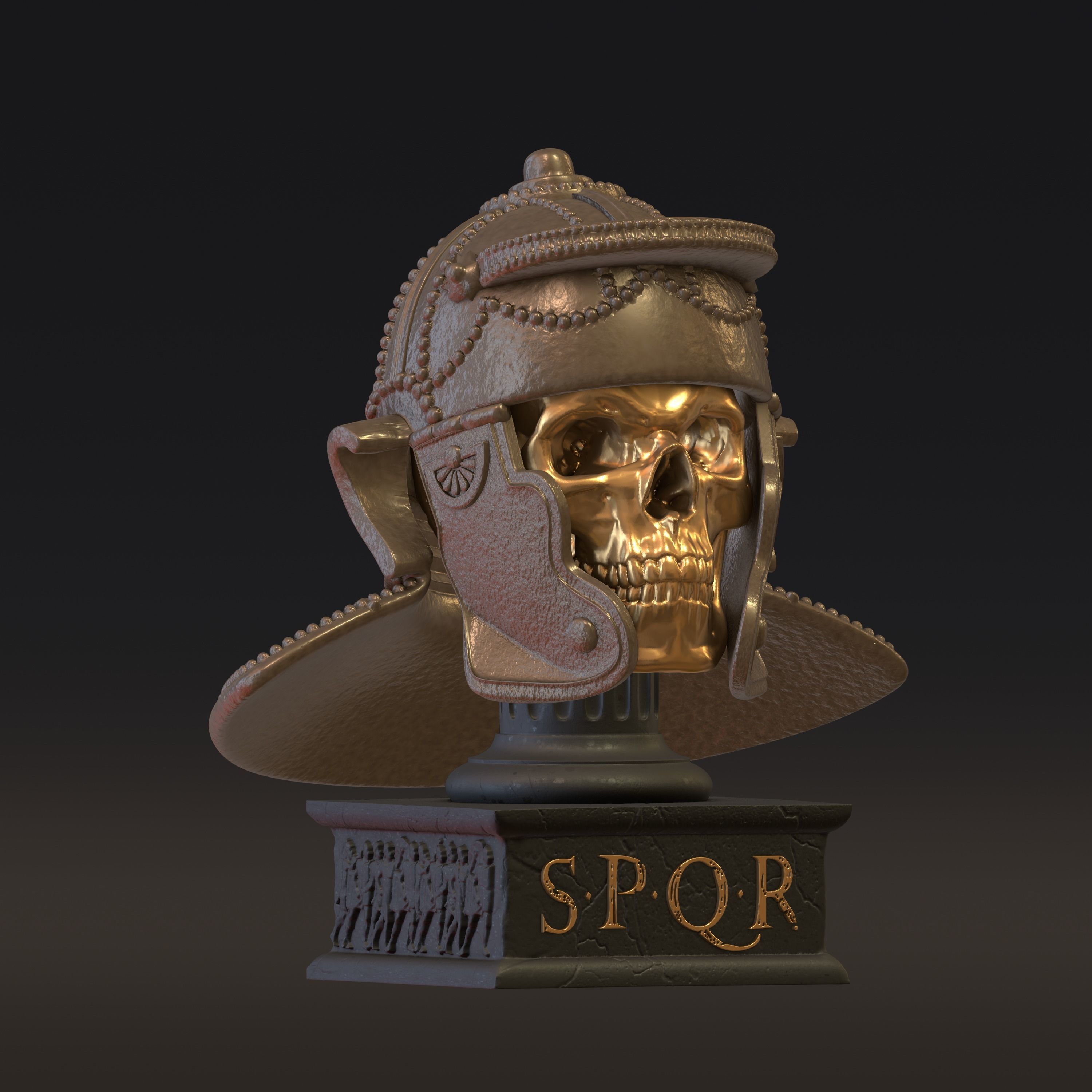 Ancient Roman Helmet Skull Home Decor 3D print model_7