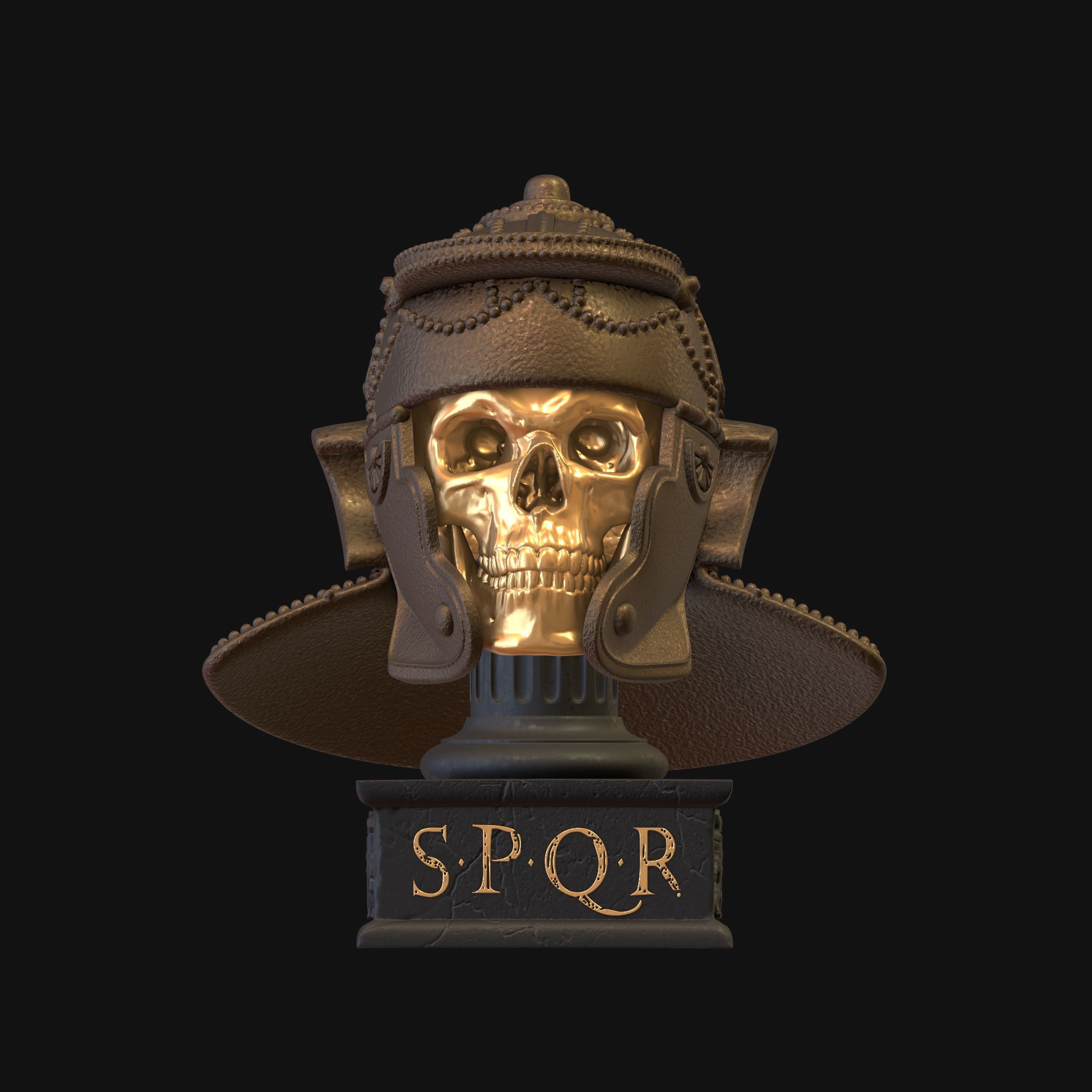 Ancient Roman Helmet Skull Home Decor 3D print model_4