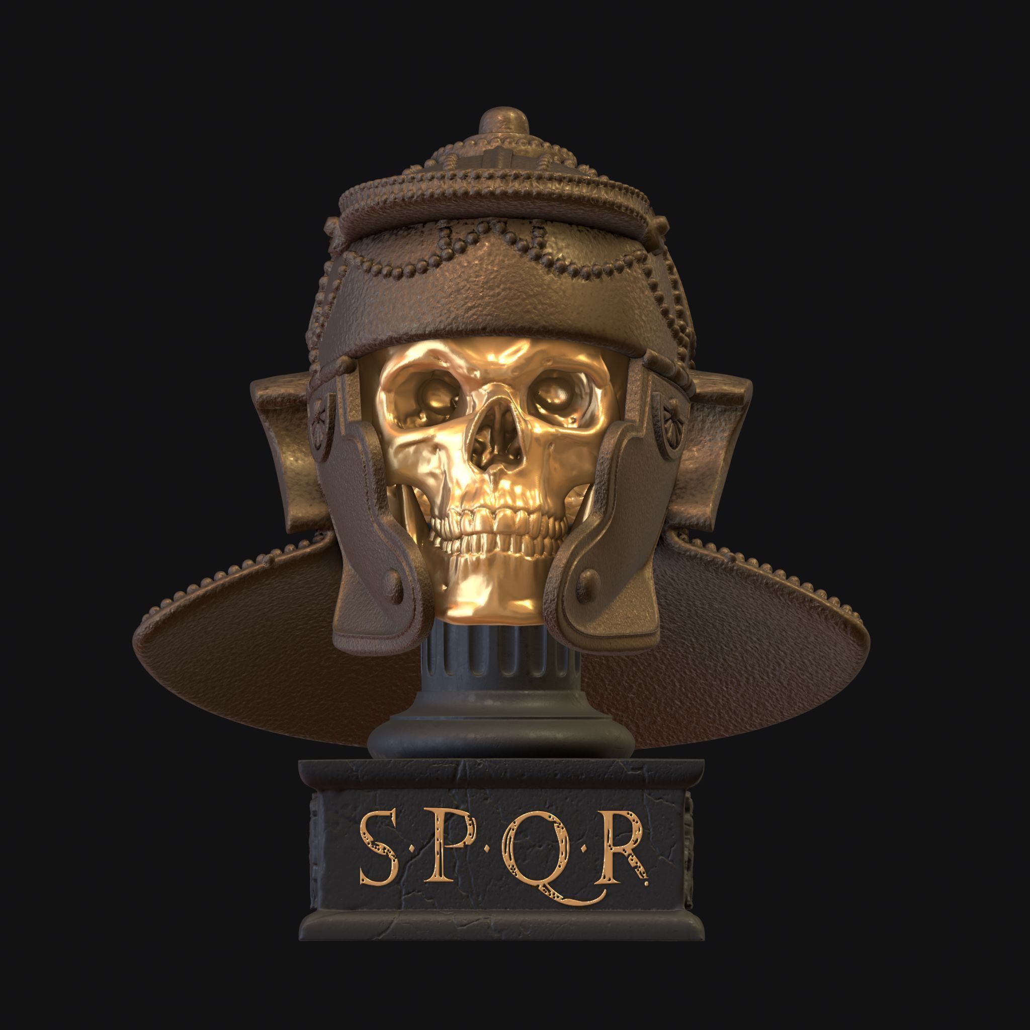 Ancient Roman Helmet Skull Home Decor 3D print model_8