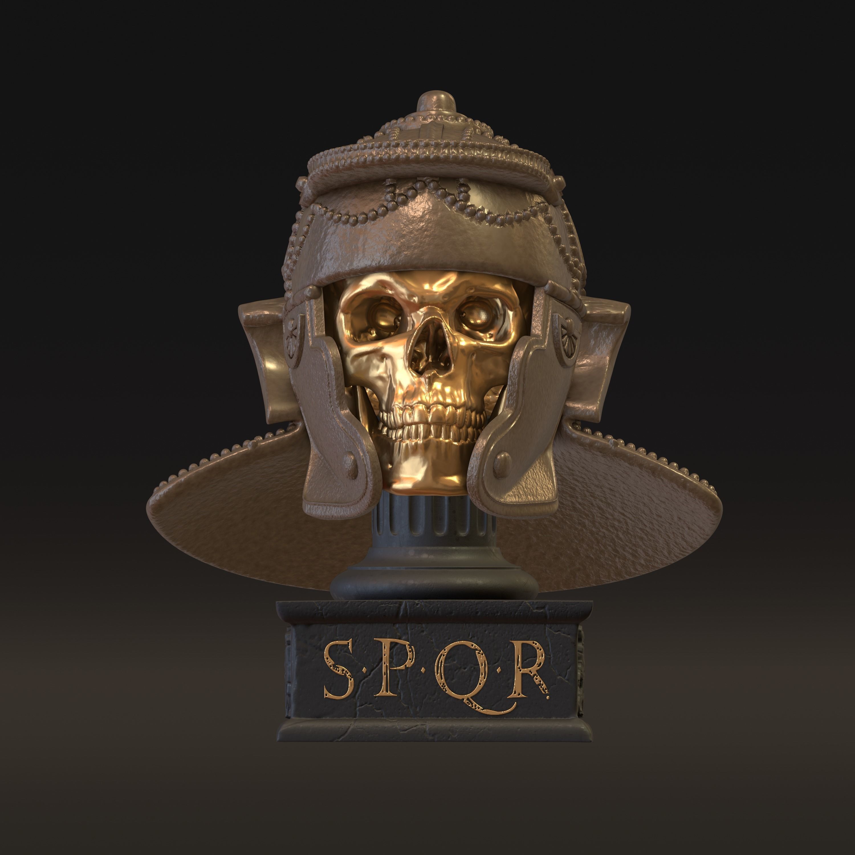 Ancient Roman Helmet Skull Home Decor 3D print model_9