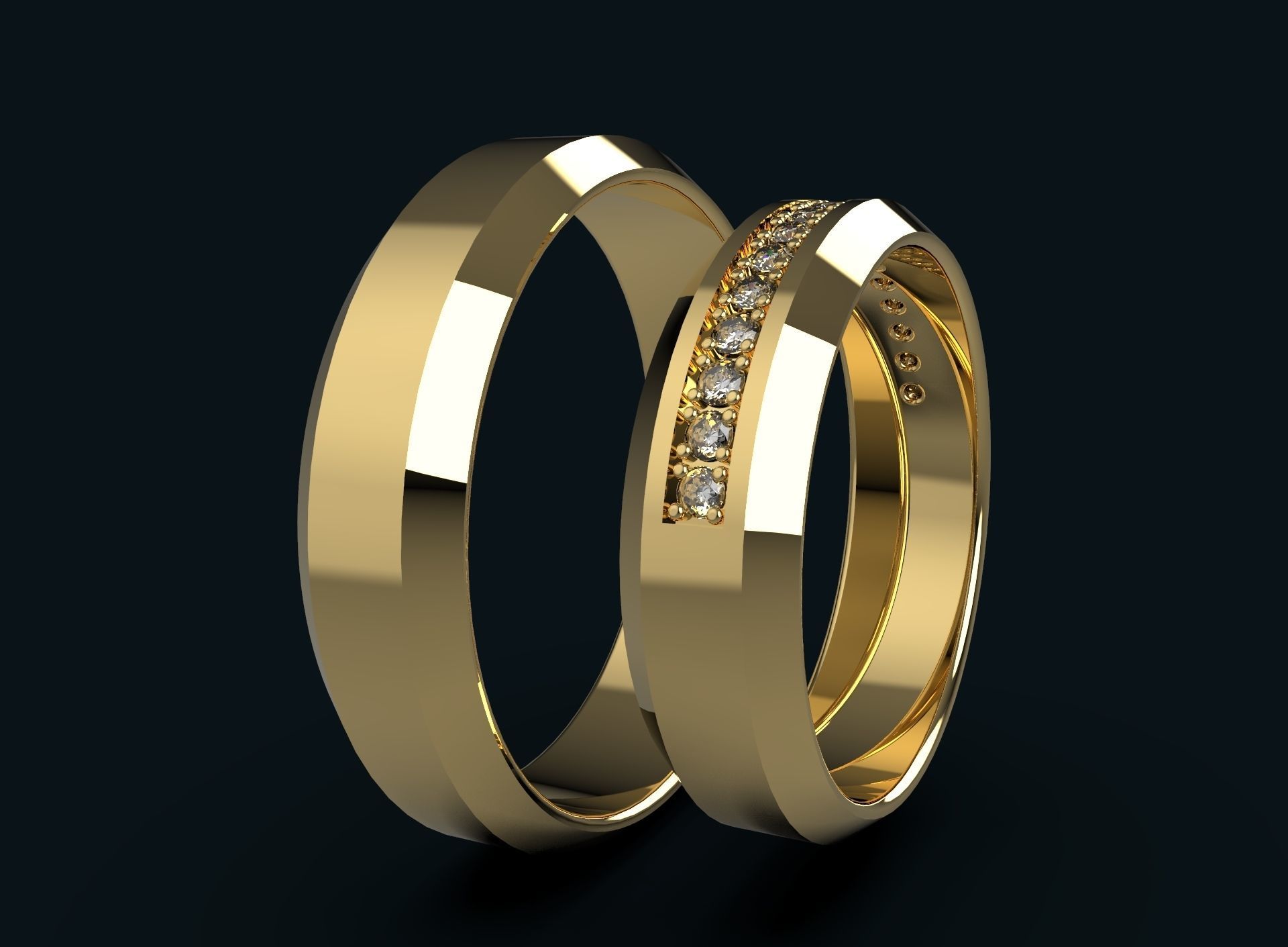 Wedding Rings For Man and Woman 3D print model_1