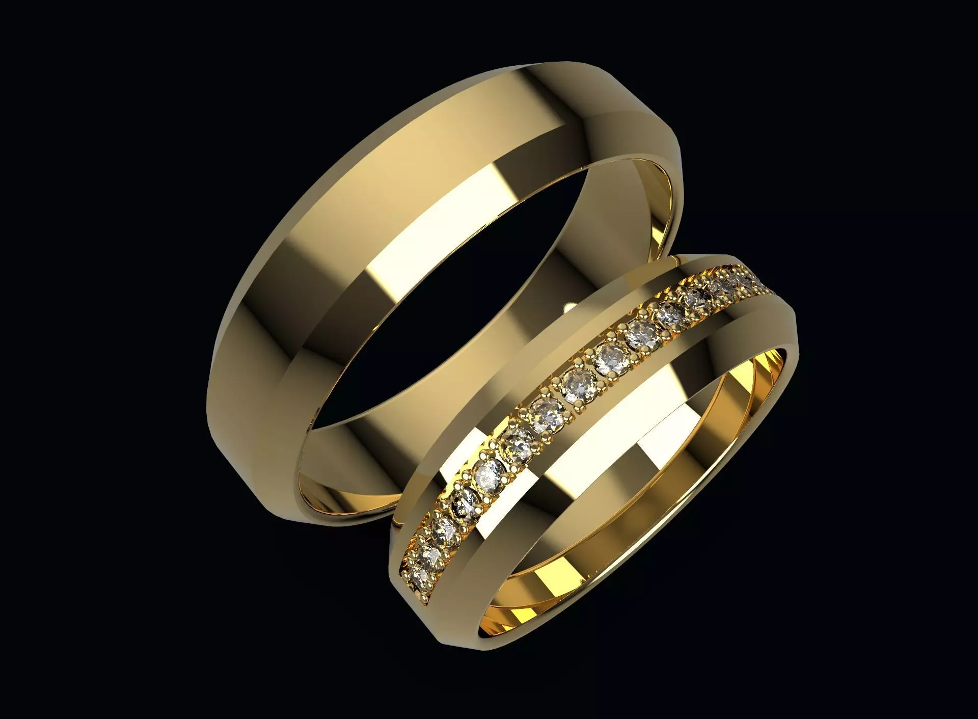 Wedding Rings For Man and Woman 3D print model_0