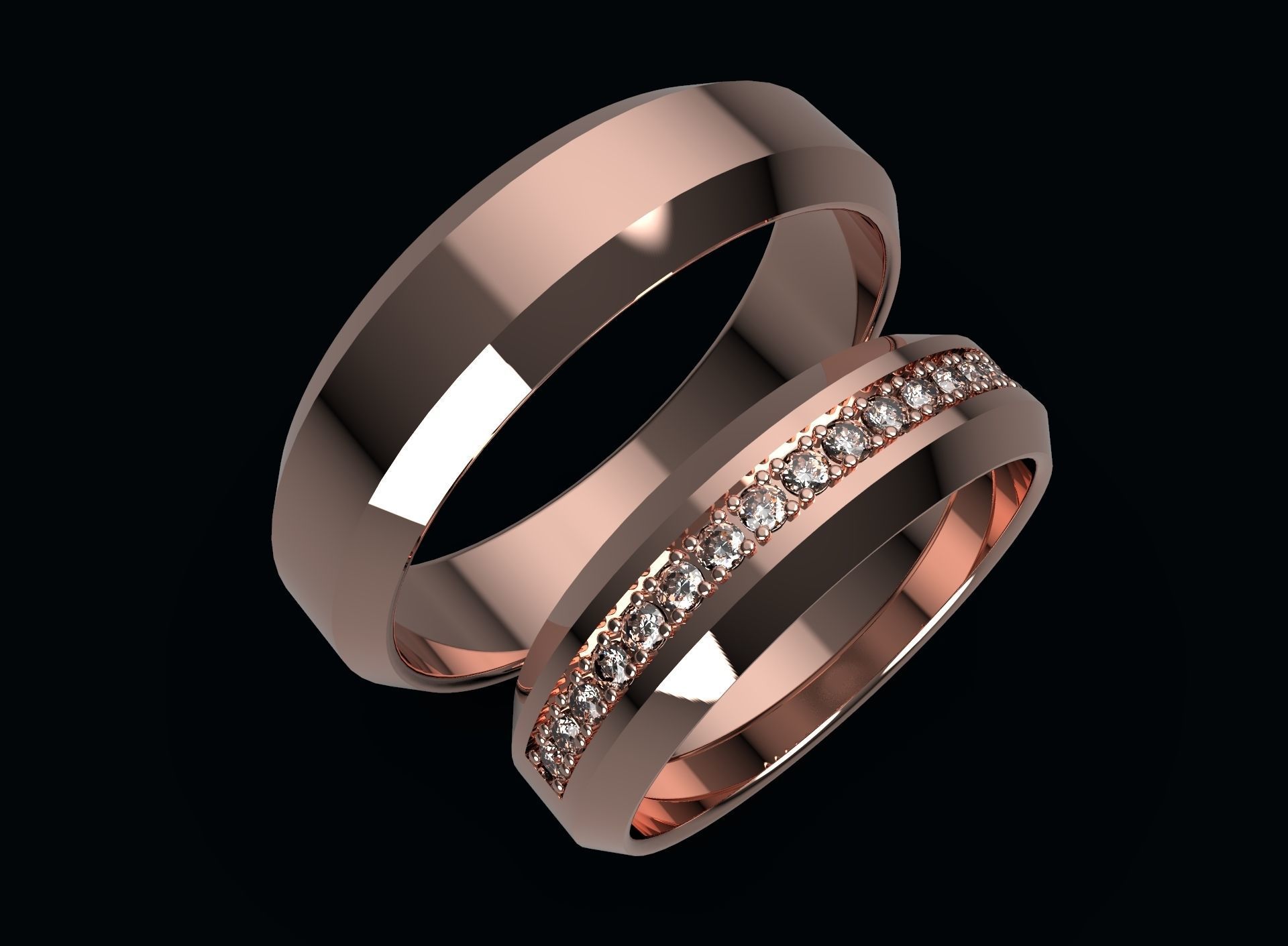 Wedding Rings For Man and Woman 3D print model_2