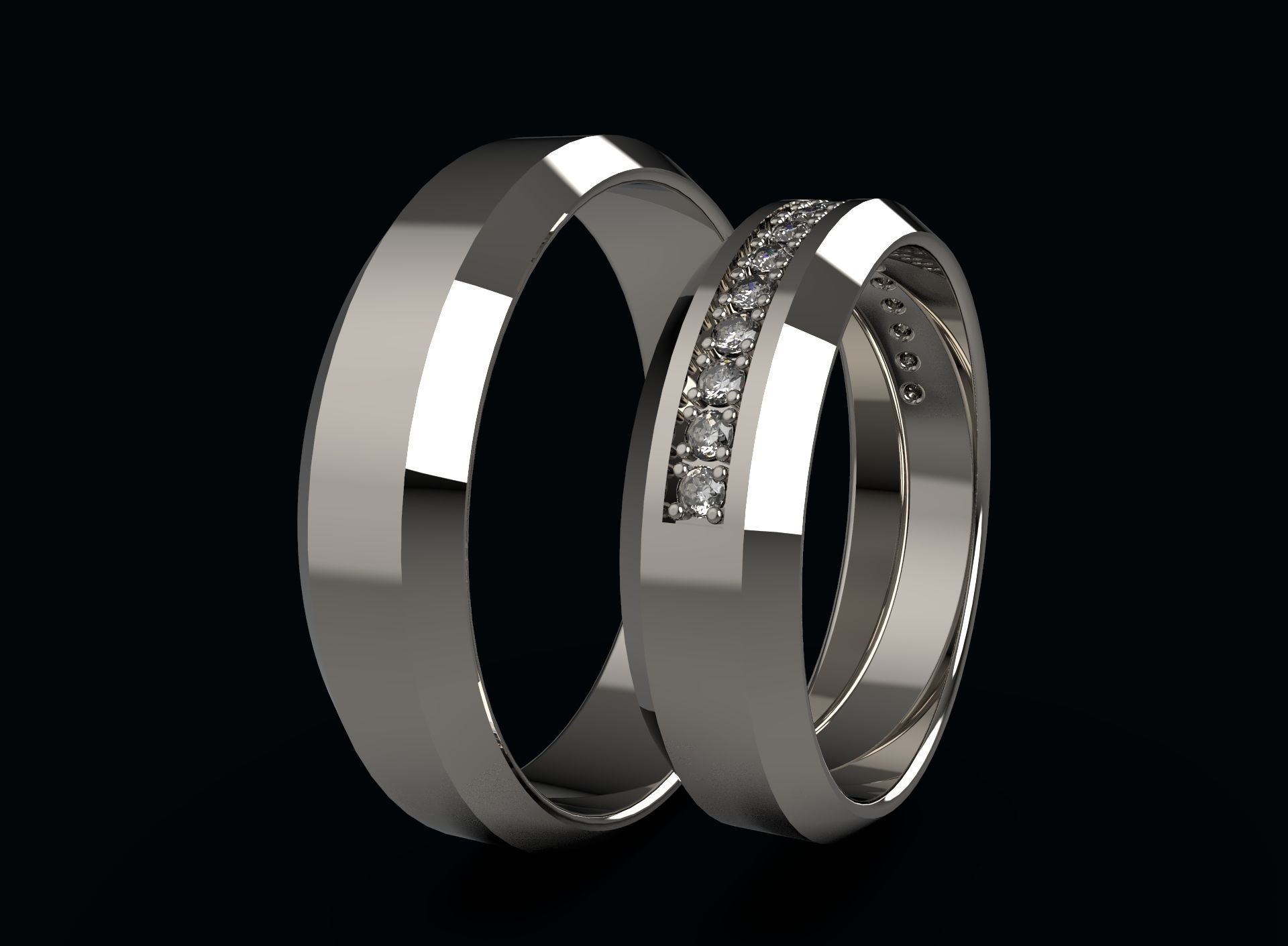 Wedding Rings For Man and Woman 3D print model_3