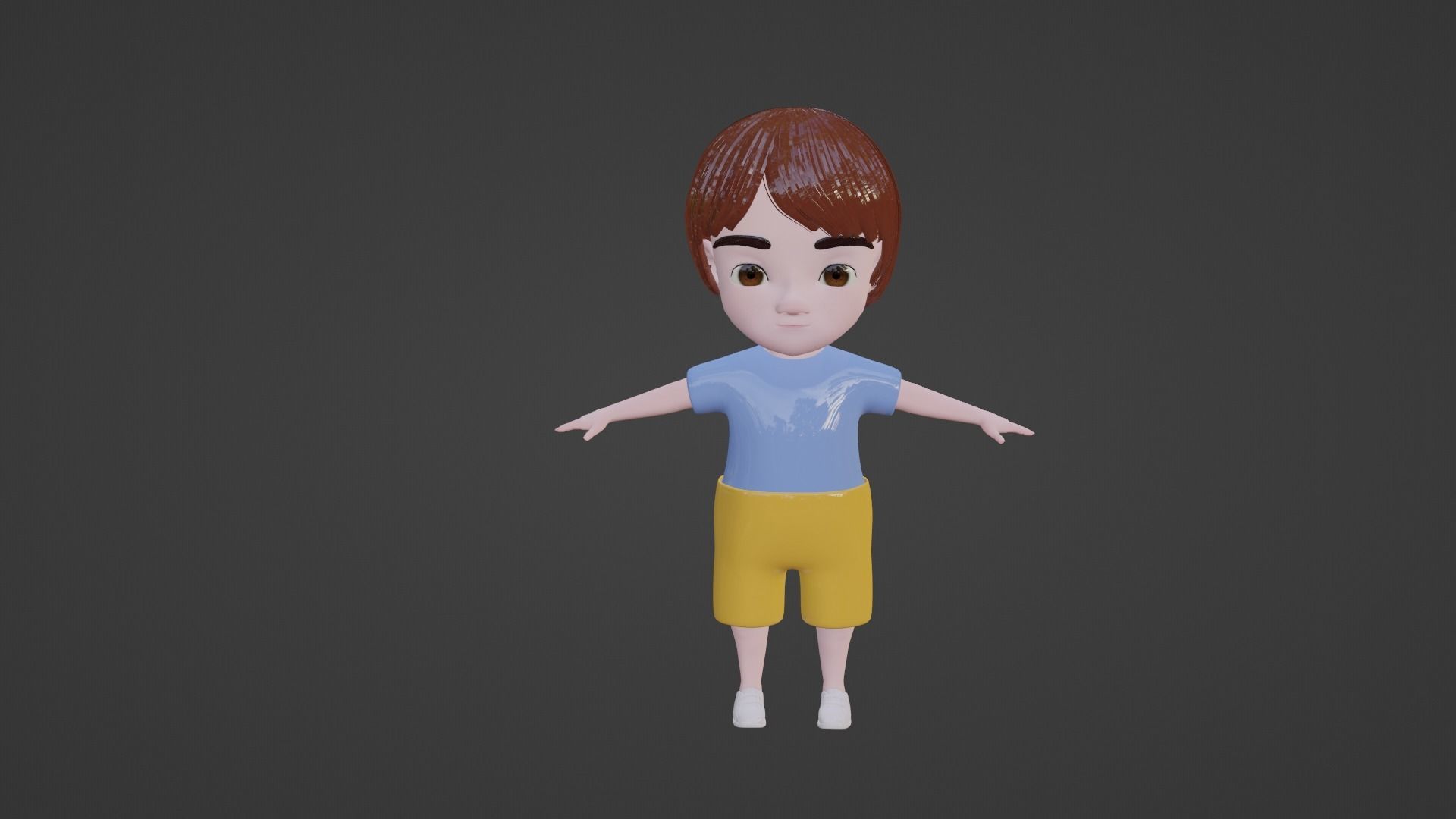 Cute boy character rigged fully 3D model_1
