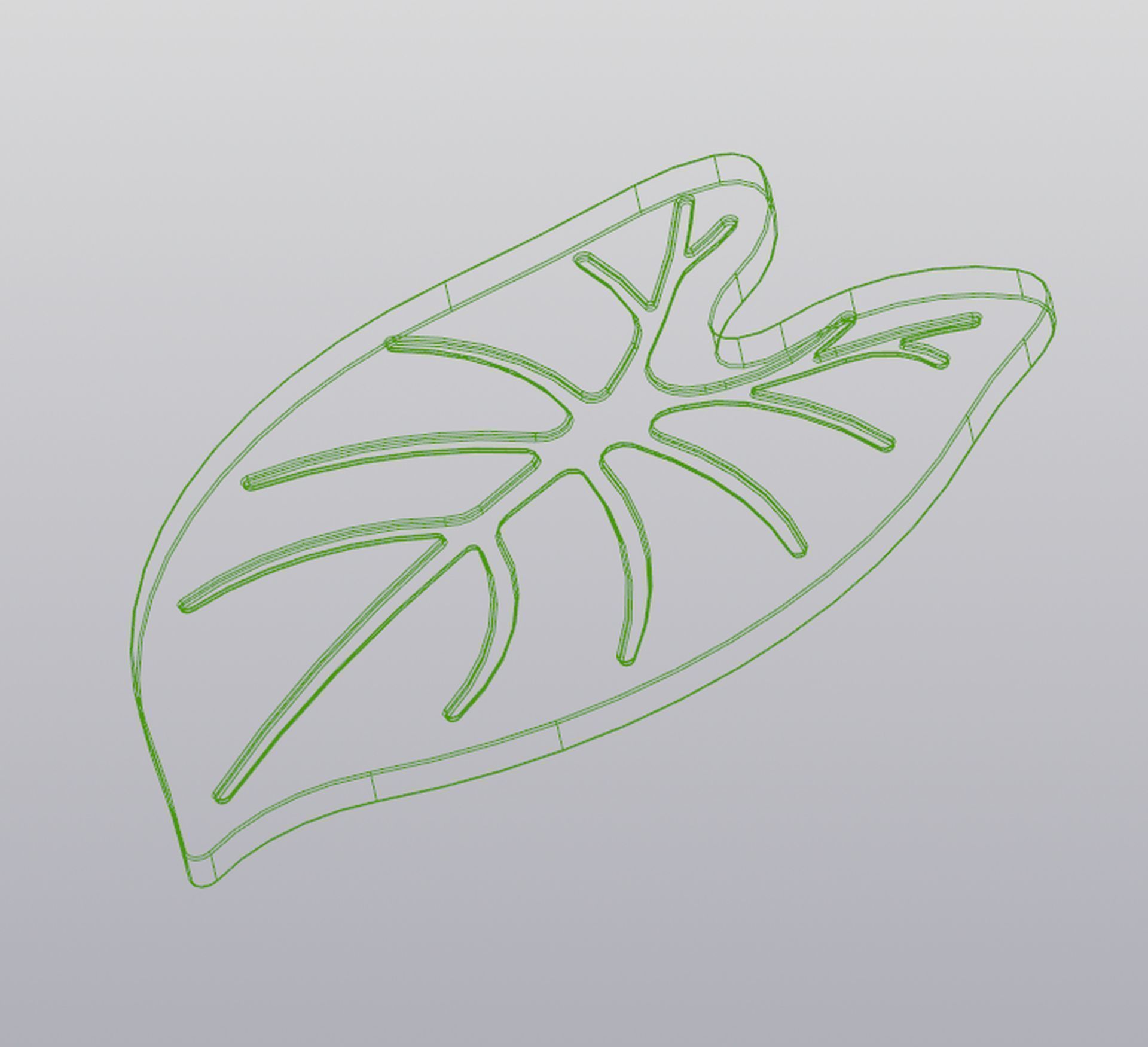 Caladium leaf cup coaster 3D print model_4