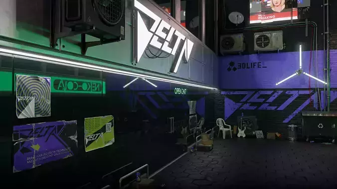 Cyberpunk environment 3D Model Collection
