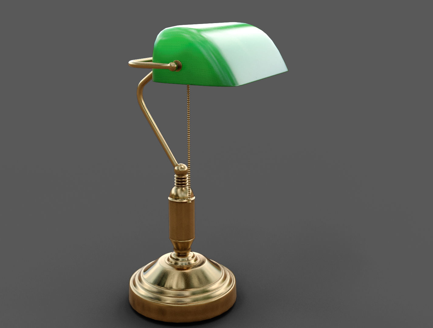 Bankers table Lamp PBR Low-poly 3D model_2