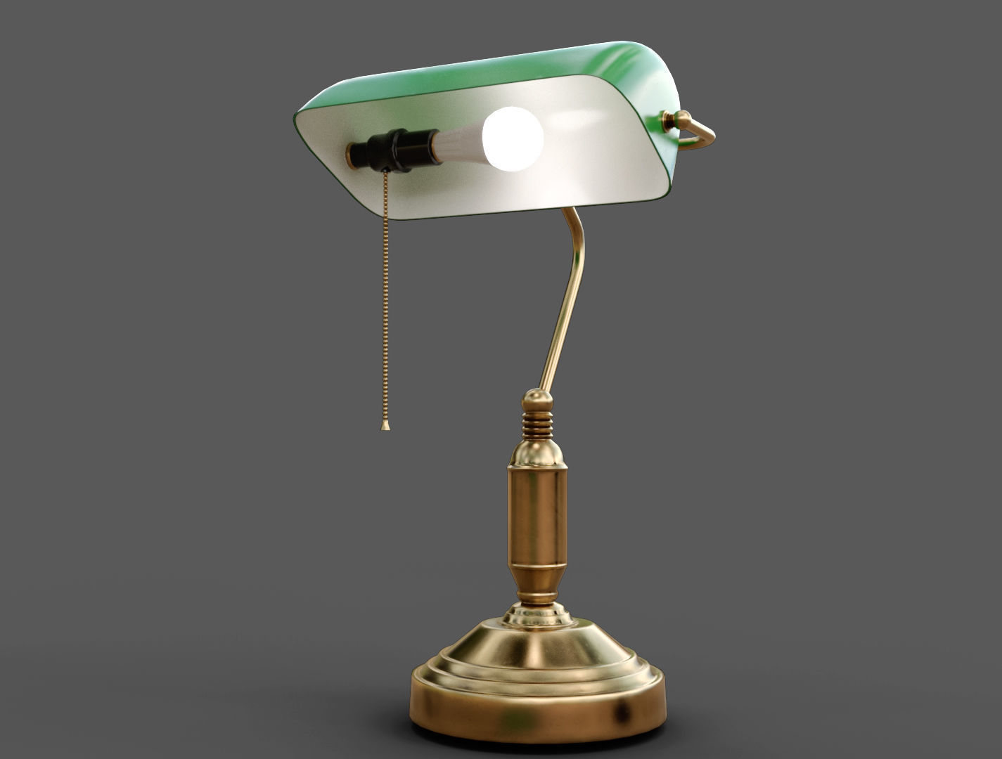 Bankers table Lamp PBR Low-poly 3D model_5