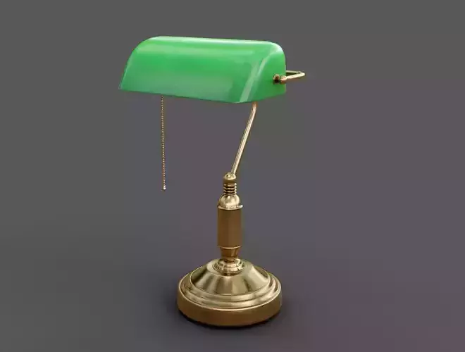 Bankers table Lamp PBR Low-poly 3D model