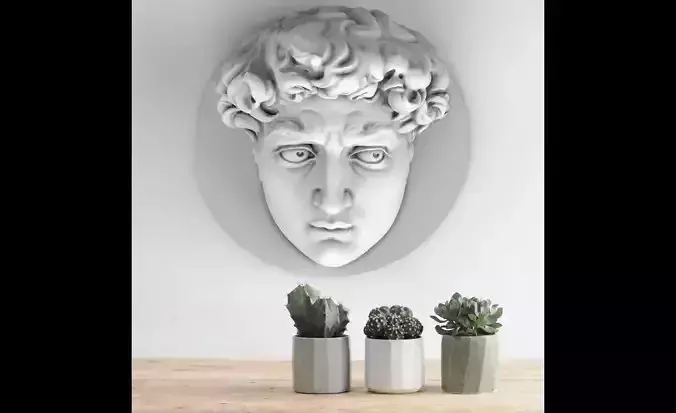 Head of David Michelangelo on plate 3D print model