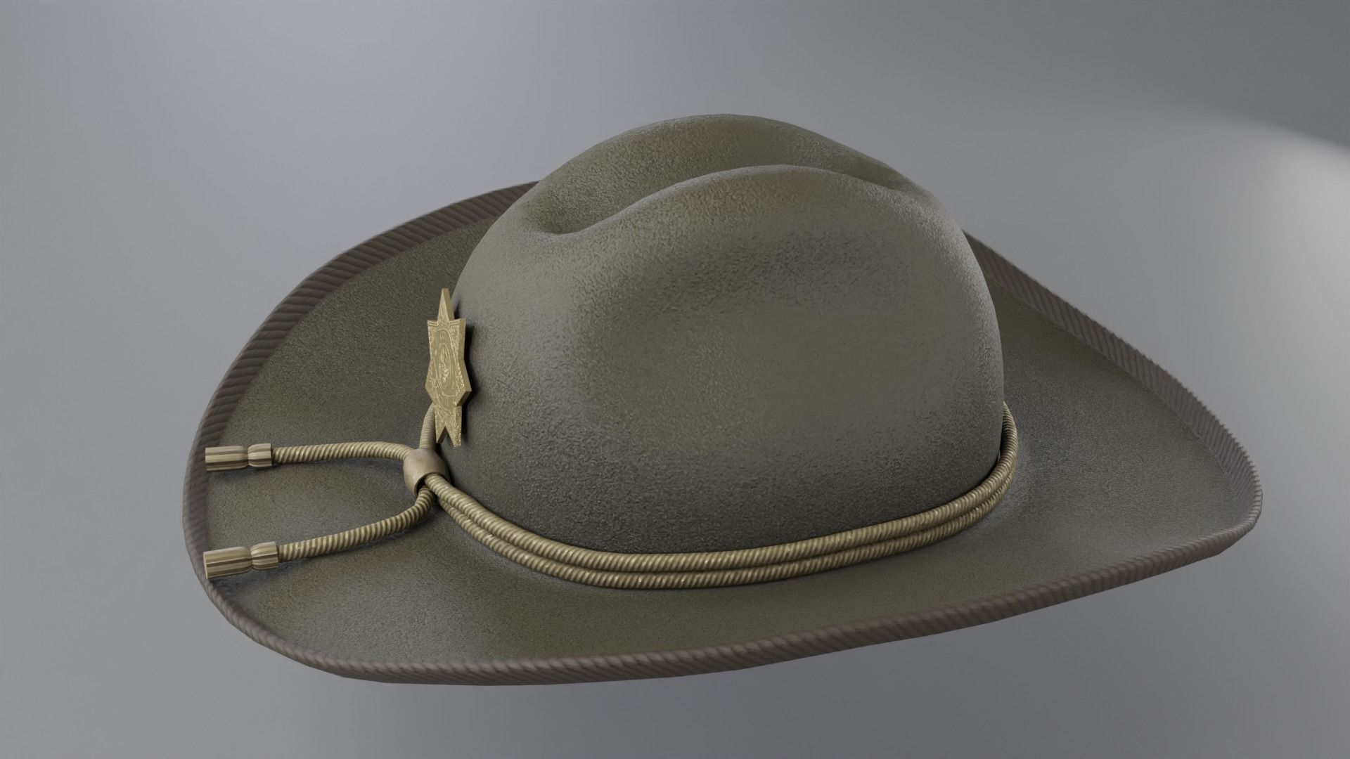 Sheriff Hat with Star PBR Low-poly 3D model_4