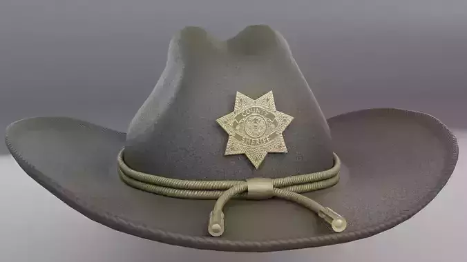 Sheriff Hat with Star PBR Low-poly 3D model Sheriff Hat with Star PBR Low-poly 3D model