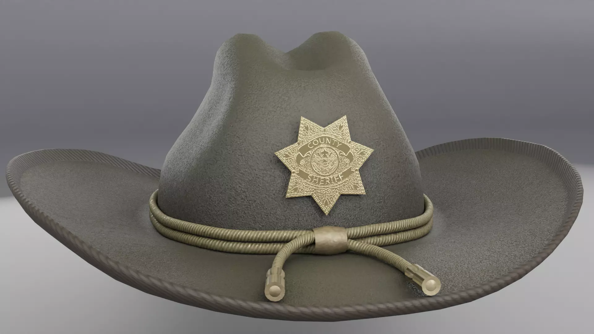 Sheriff Hat with Star PBR Low-poly 3D model_0