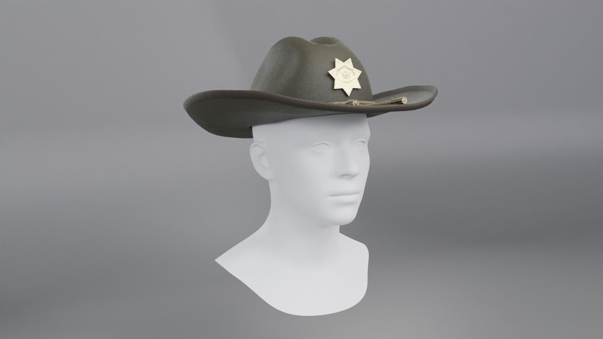 Sheriff Hat with Star PBR Low-poly 3D model_12