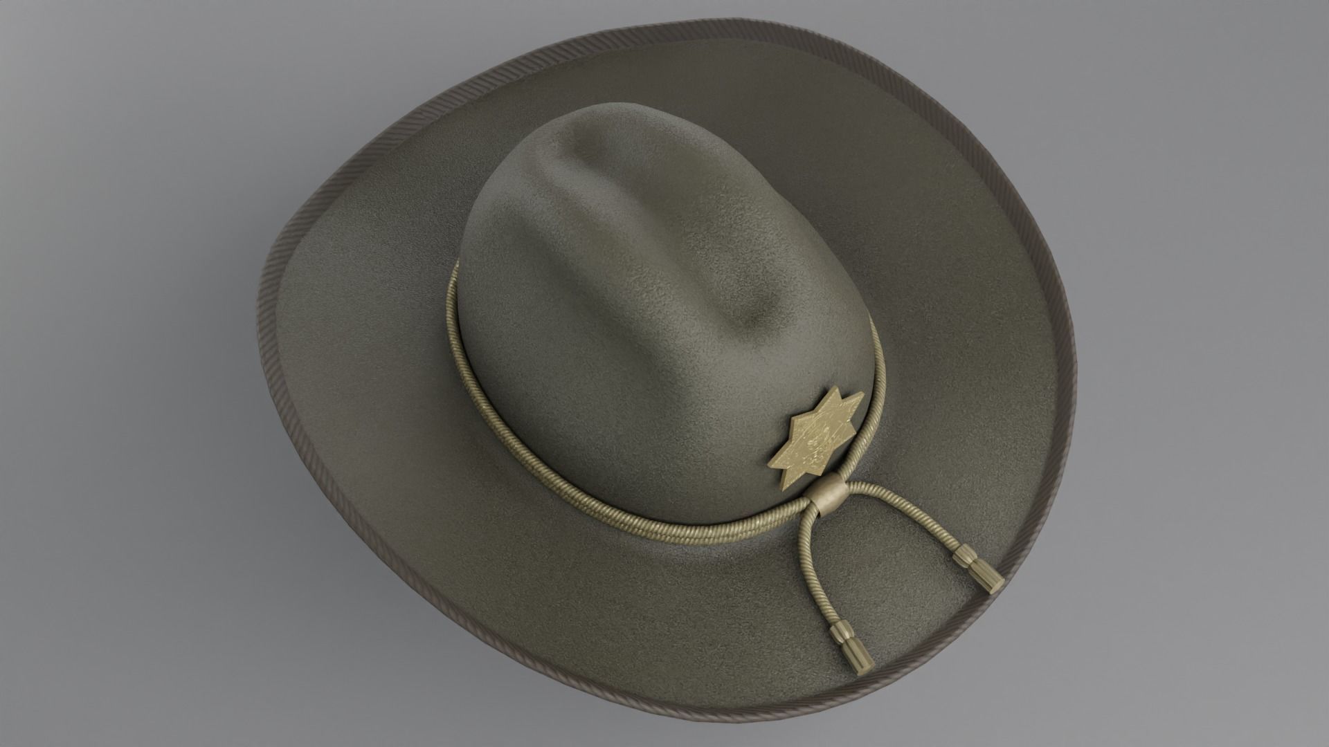 Sheriff Hat with Star PBR Low-poly 3D model_10