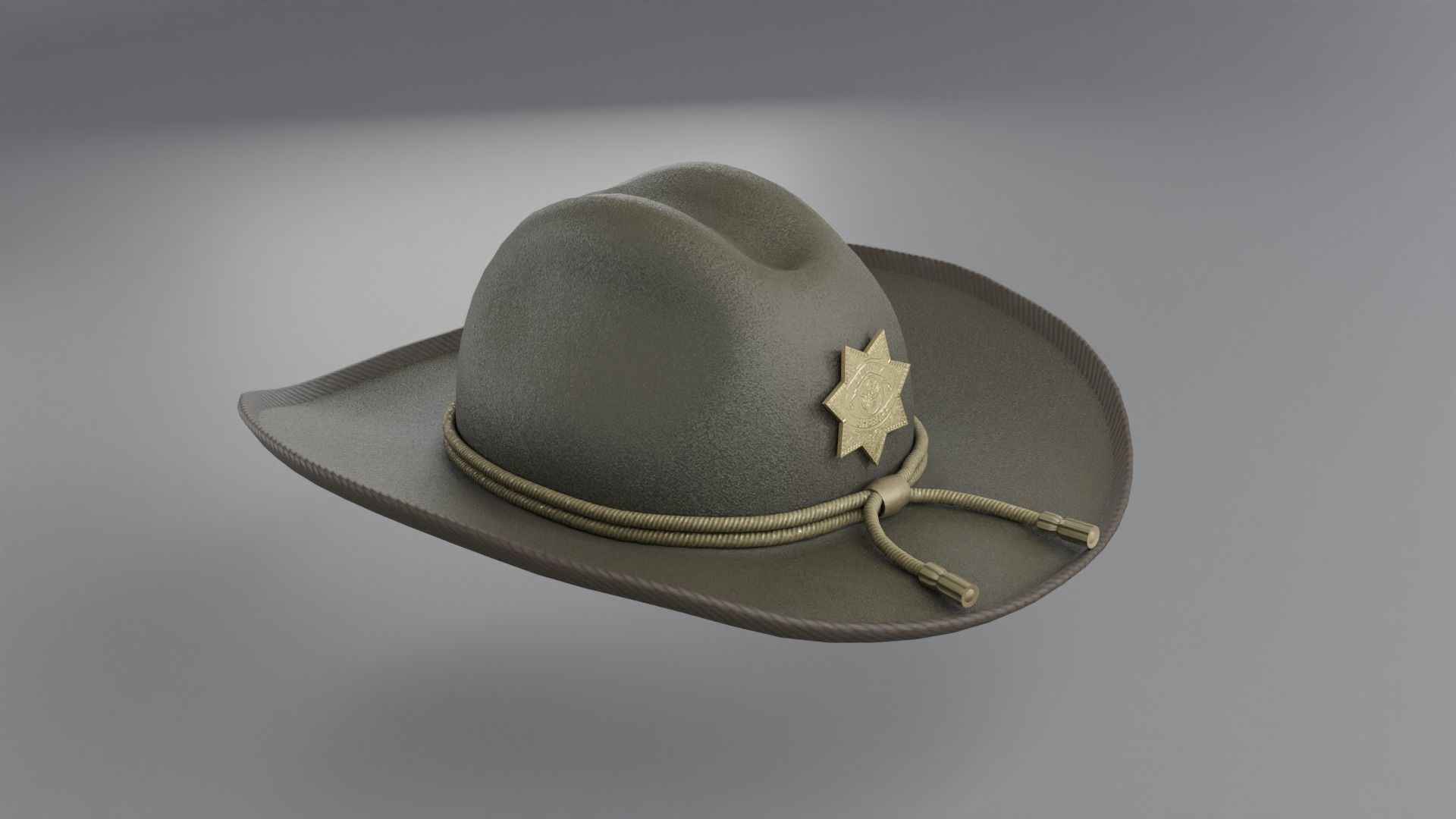 Sheriff Hat with Star PBR Low-poly 3D model_11