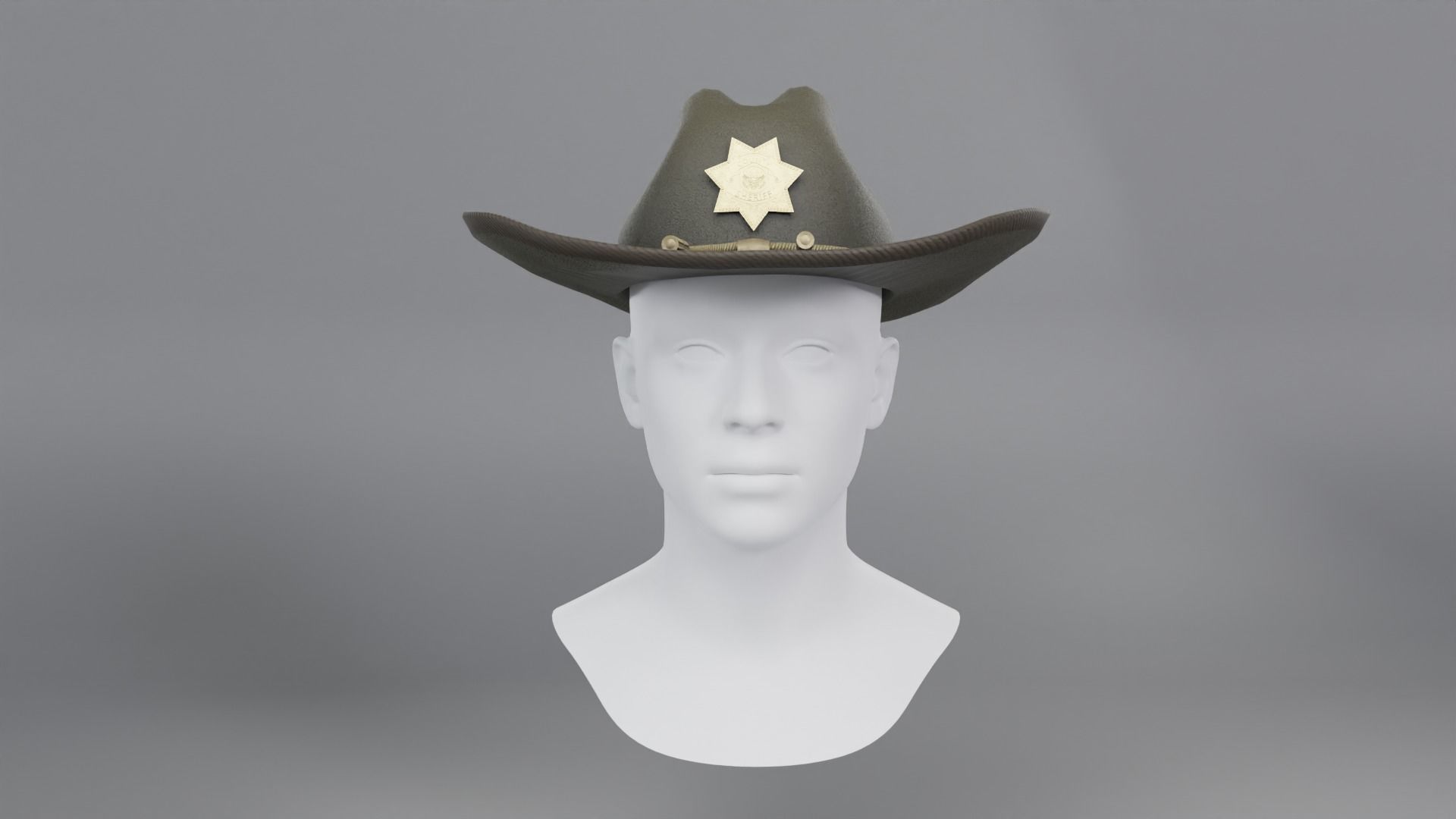Sheriff Hat with Star PBR Low-poly 3D model_13