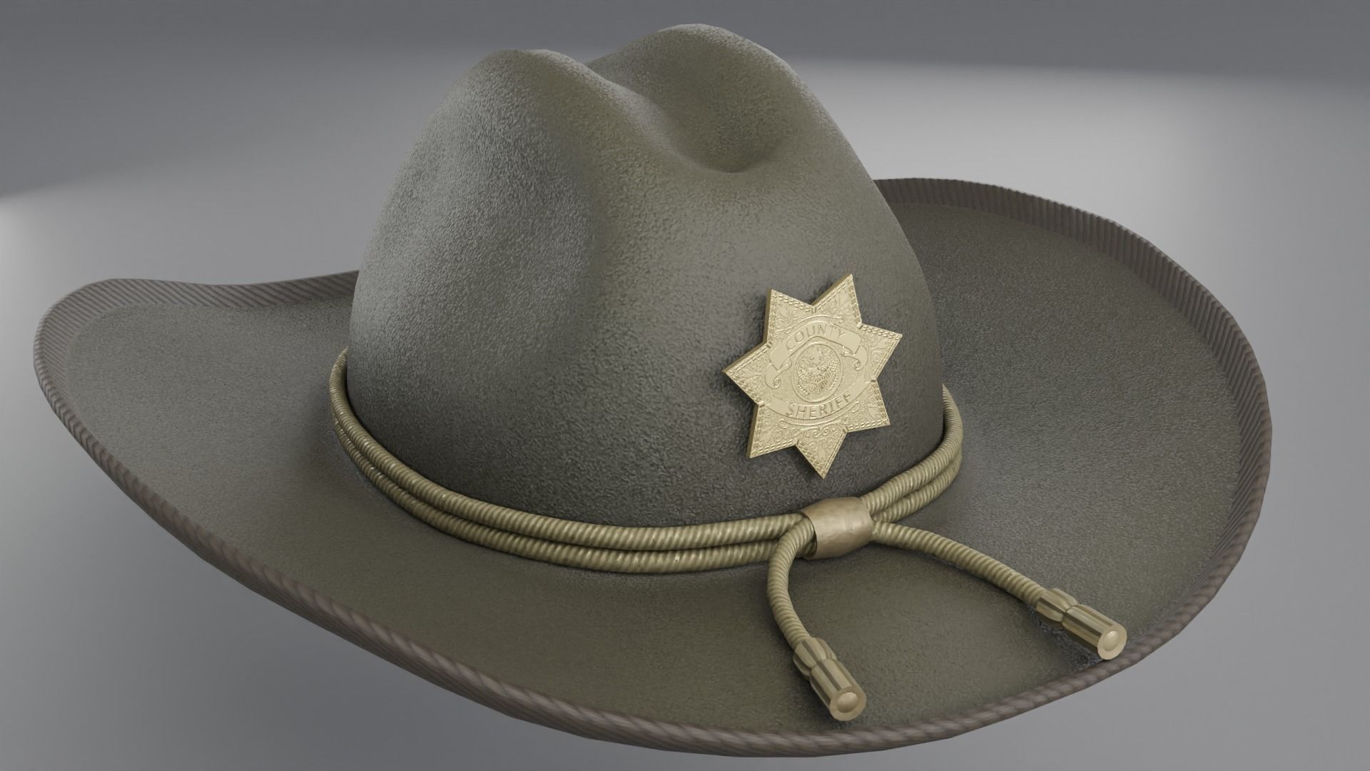 Sheriff Hat with Star PBR Low-poly 3D model_1