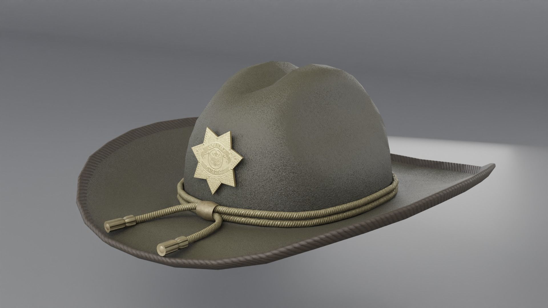 Sheriff Hat with Star PBR Low-poly 3D model_19