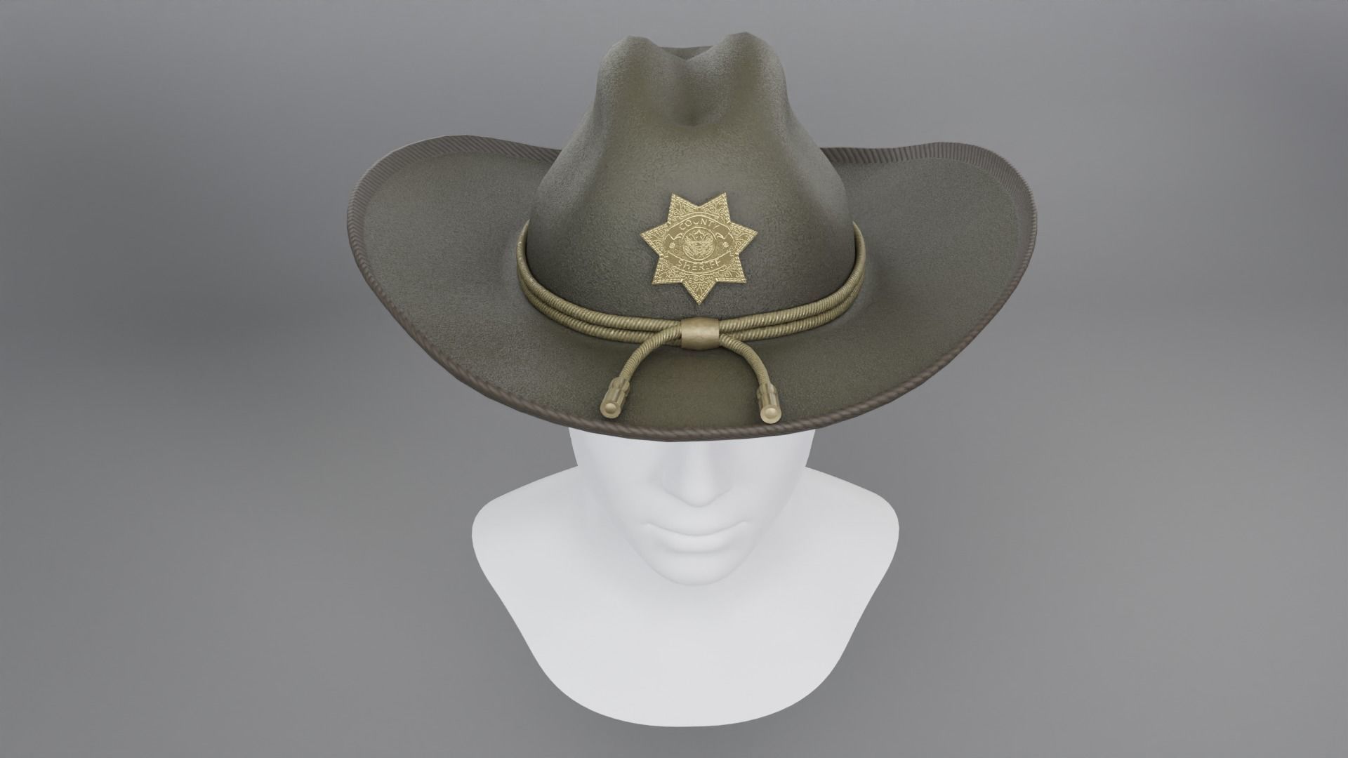 Sheriff Hat with Star PBR Low-poly 3D model_15