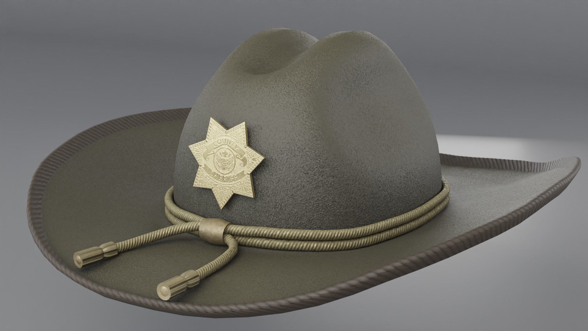 Sheriff Hat with Star PBR Low-poly 3D model_3