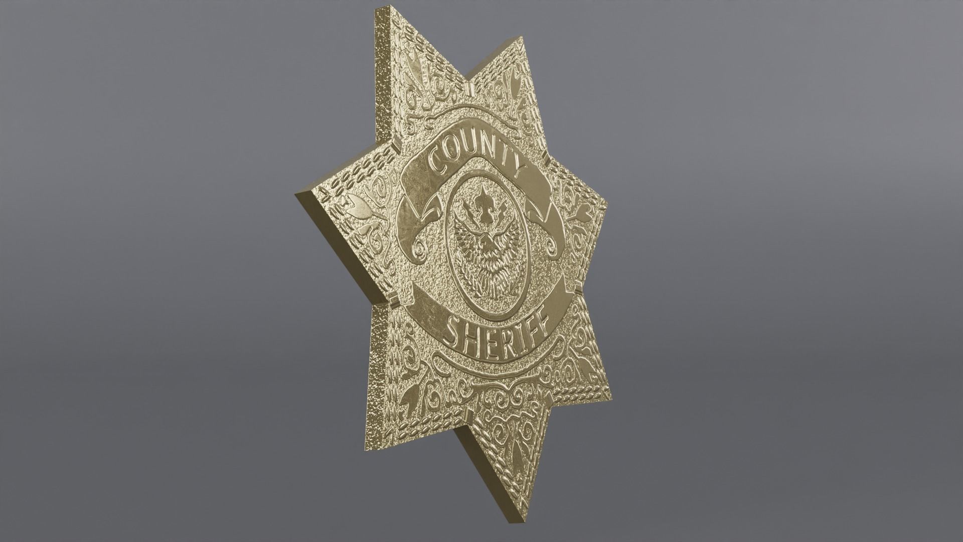 Sheriff Hat with Star PBR Low-poly 3D model_21