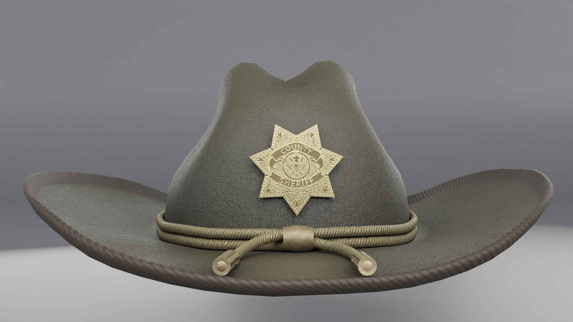Sheriff Hat with Star PBR Low-poly 3D model_2