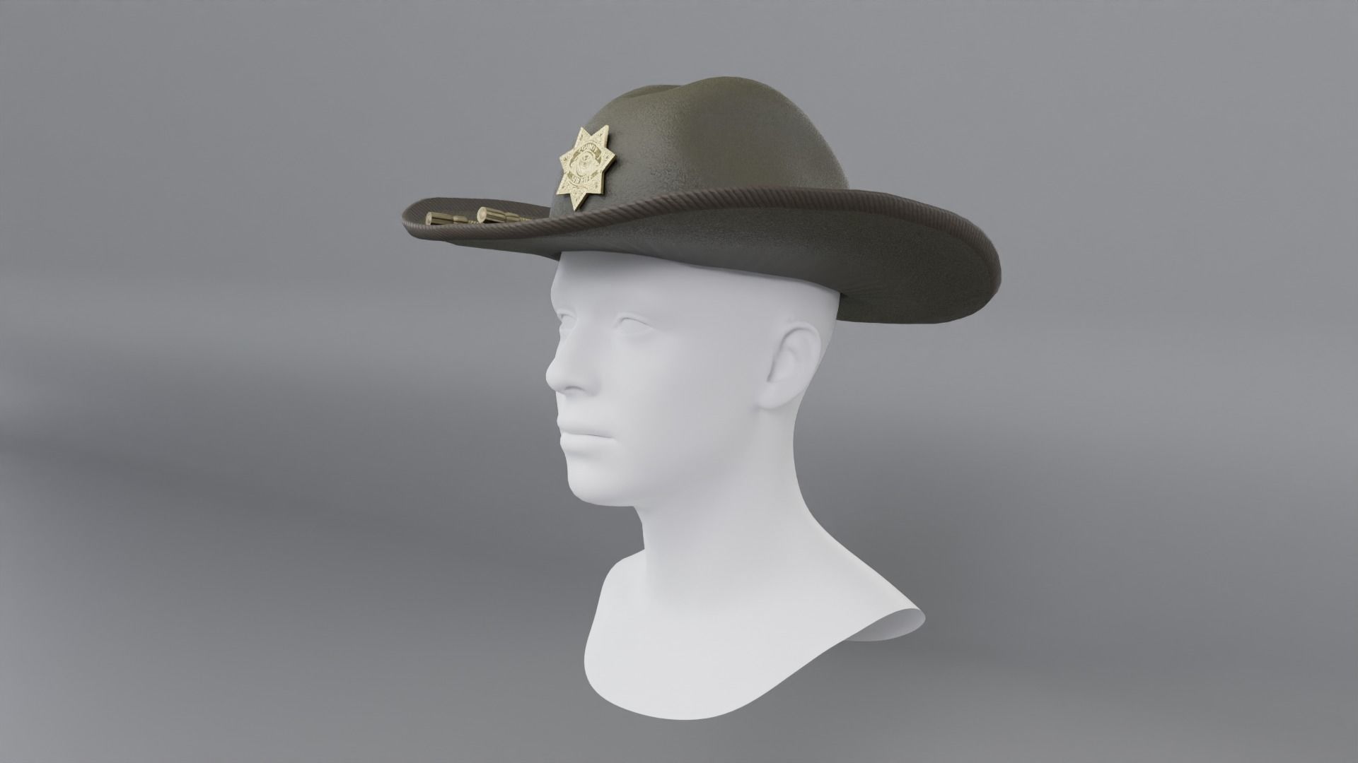 Sheriff Hat with Star PBR Low-poly 3D model_14
