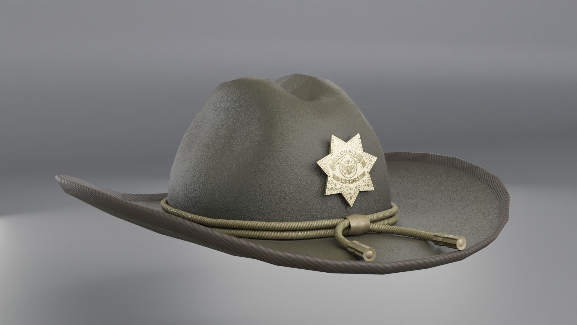 Sheriff Hat with Star PBR Low-poly 3D model_16