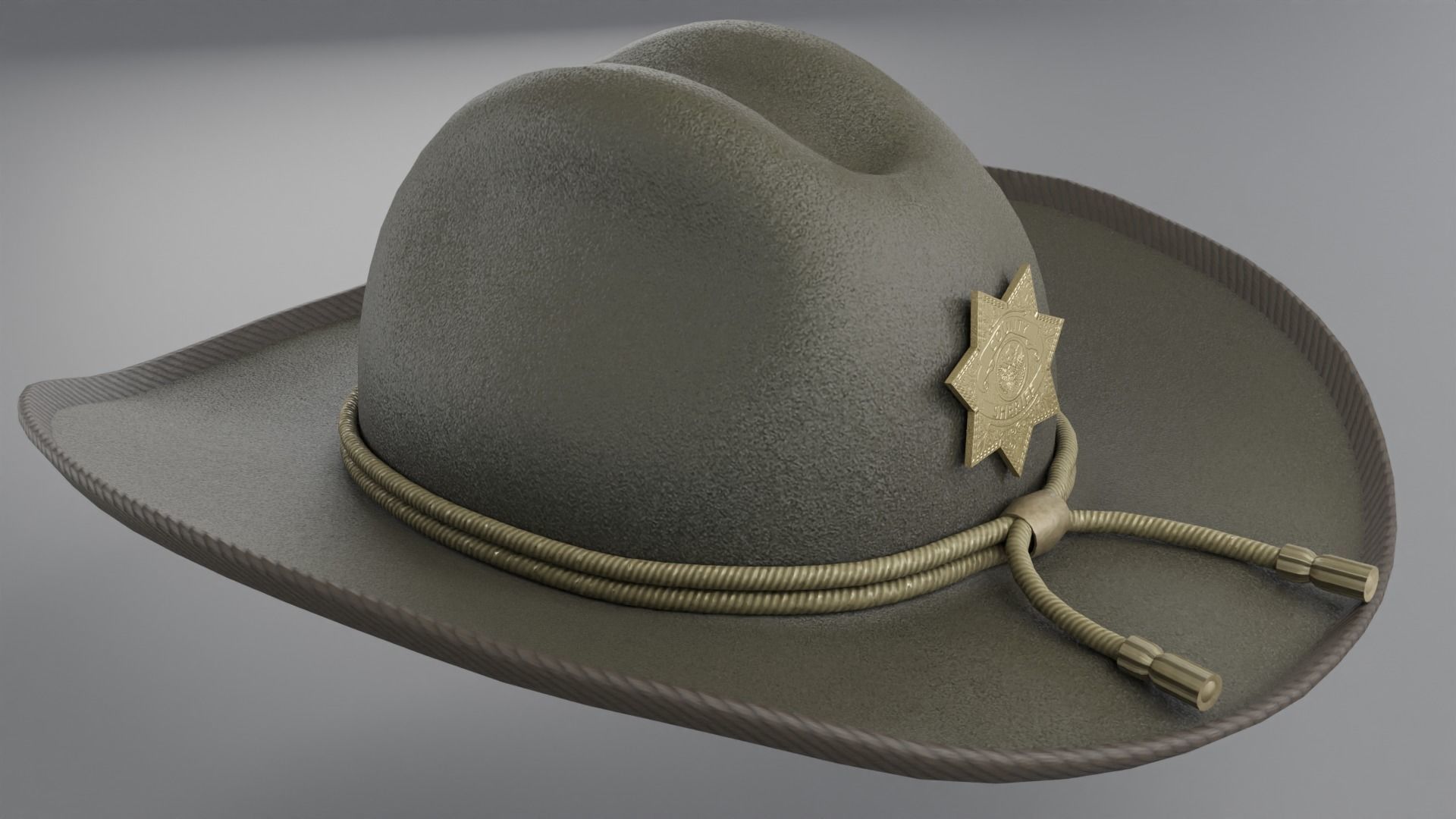 Sheriff Hat with Star PBR Low-poly 3D model_9