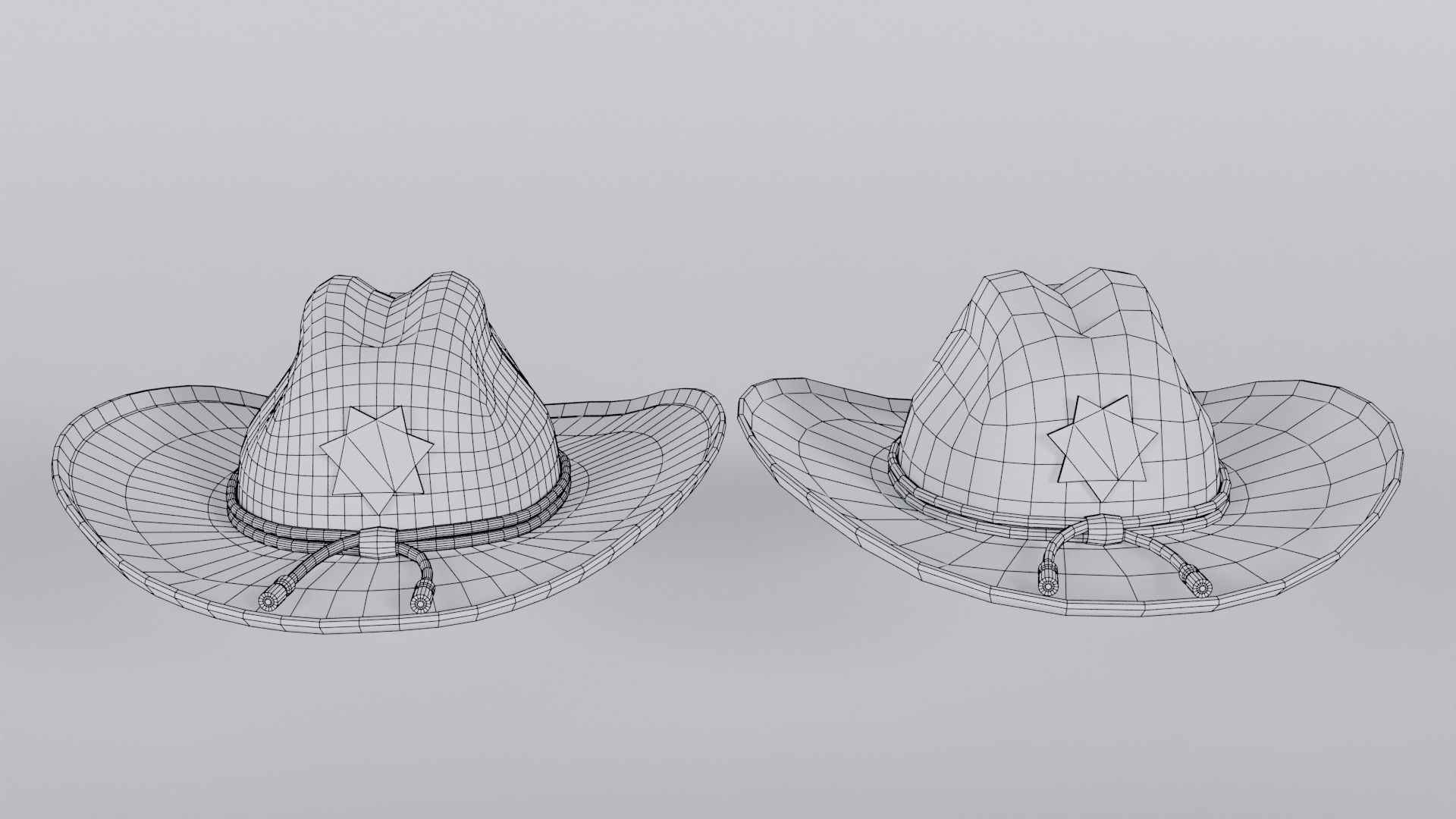 Sheriff Hat with Star PBR Low-poly 3D model_26
