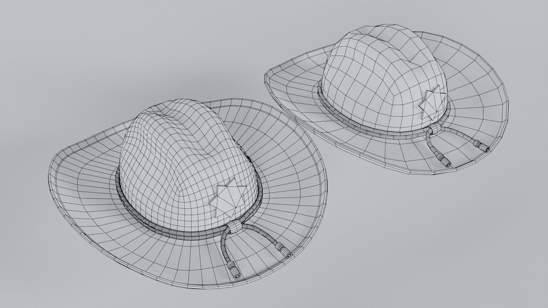 Sheriff Hat with Star PBR Low-poly 3D model_27