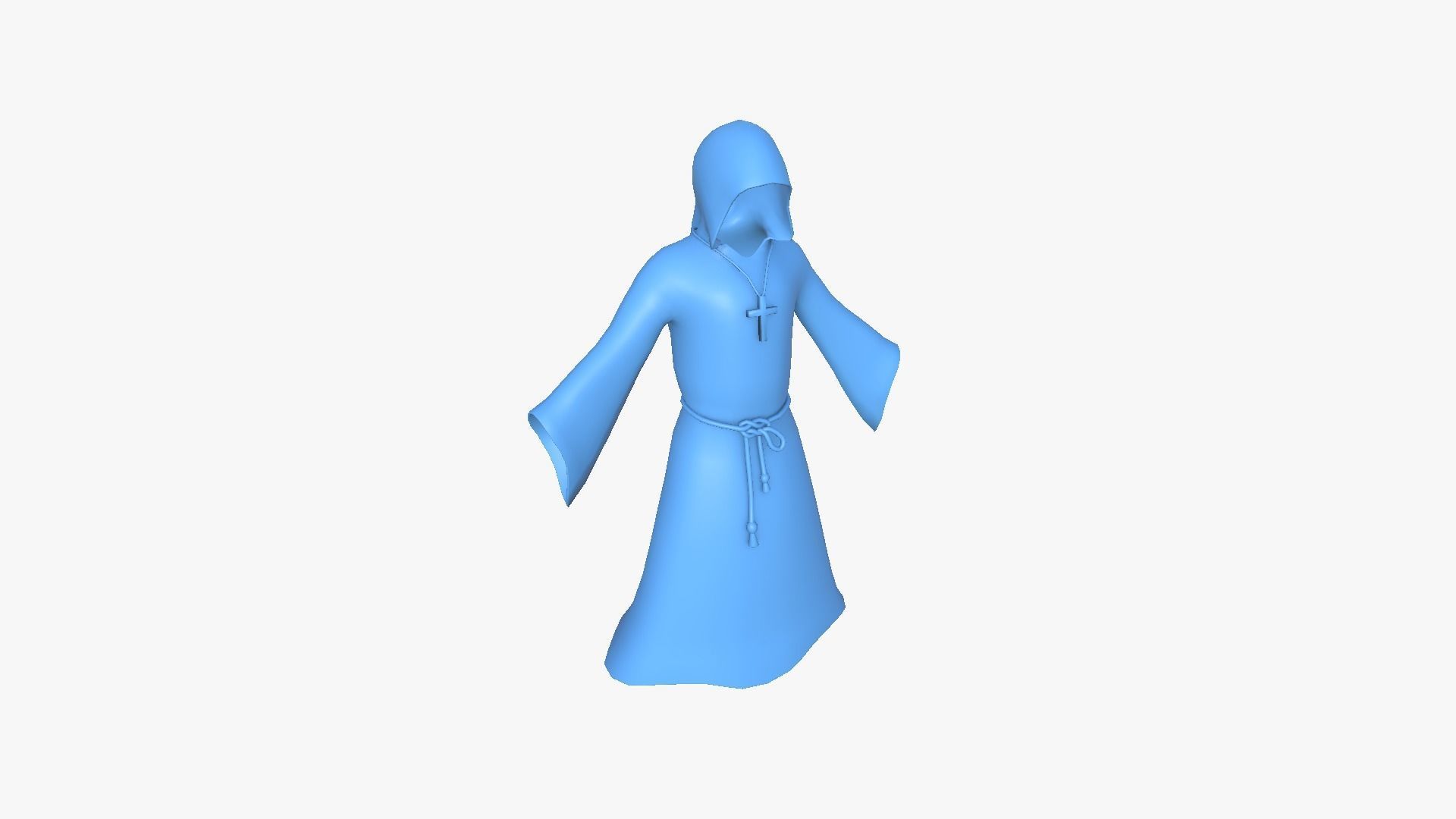 Priest Outfit A09 Full White - Character Clothing Design Low-poly 3D model_10