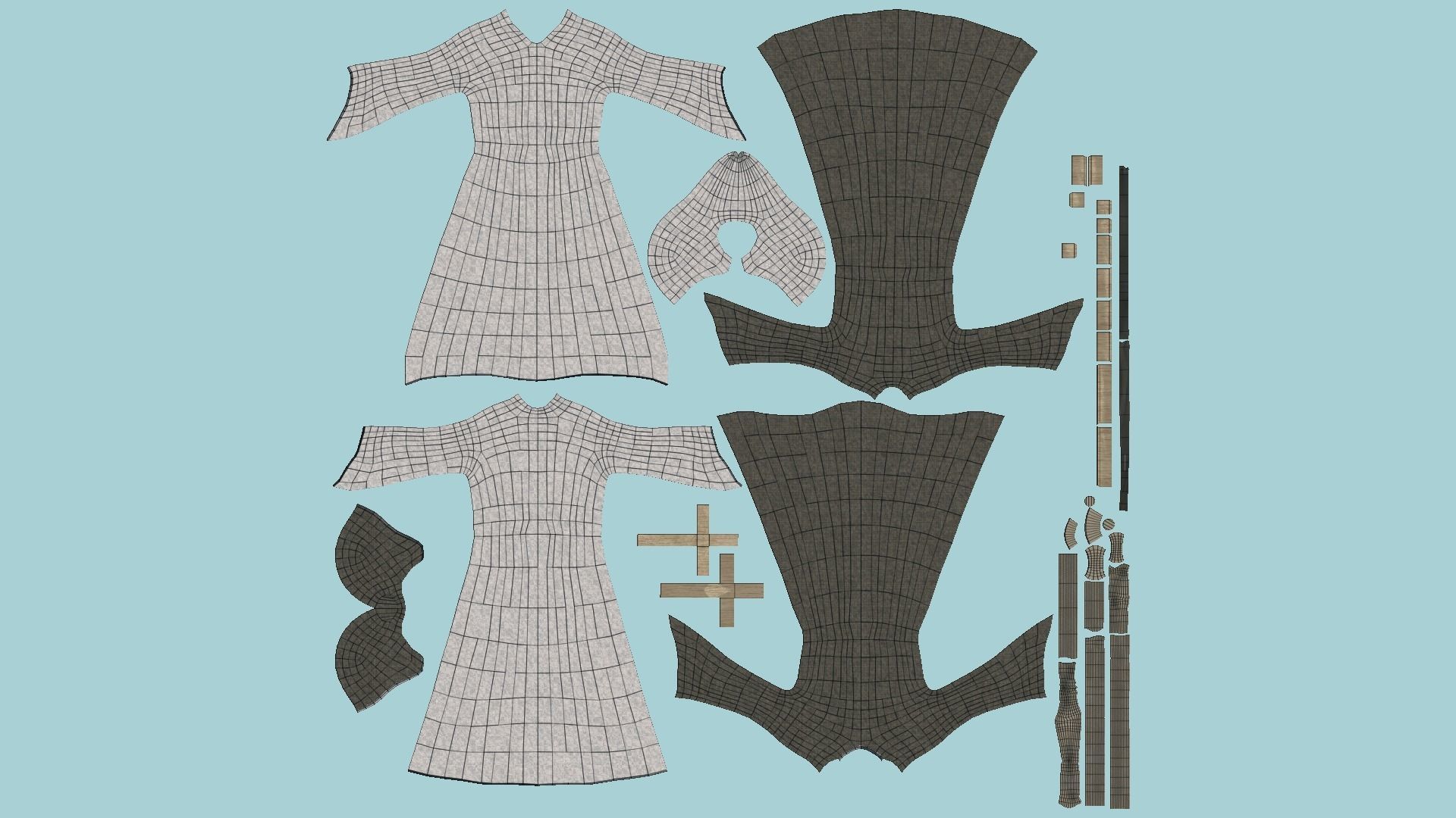 Priest Outfit A09 Full White - Character Clothing Design Low-poly 3D model_5