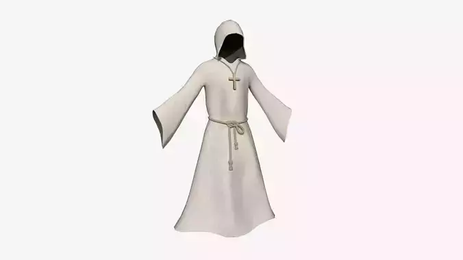 Priest Outfit A09 Full White - Character Clothing Design Low-poly 3D model
