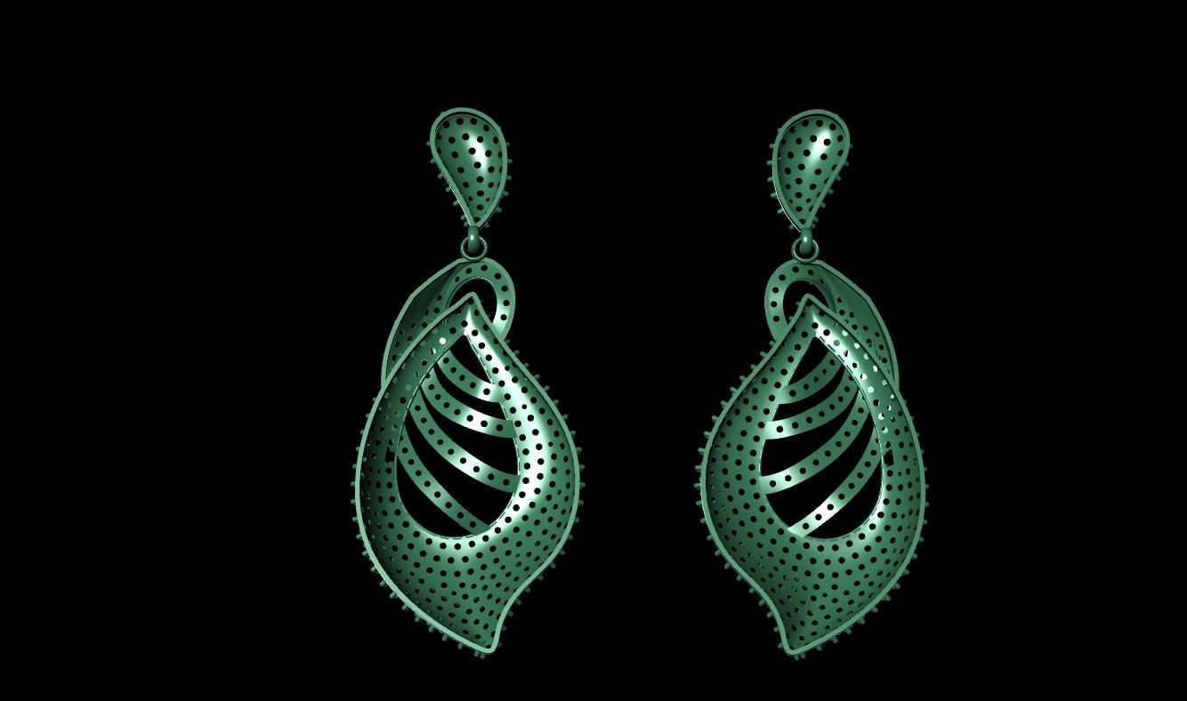 Diamond earrings 3D print model_9