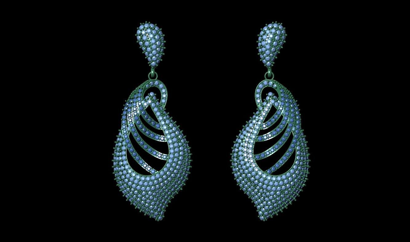 Diamond earrings 3D print model_1