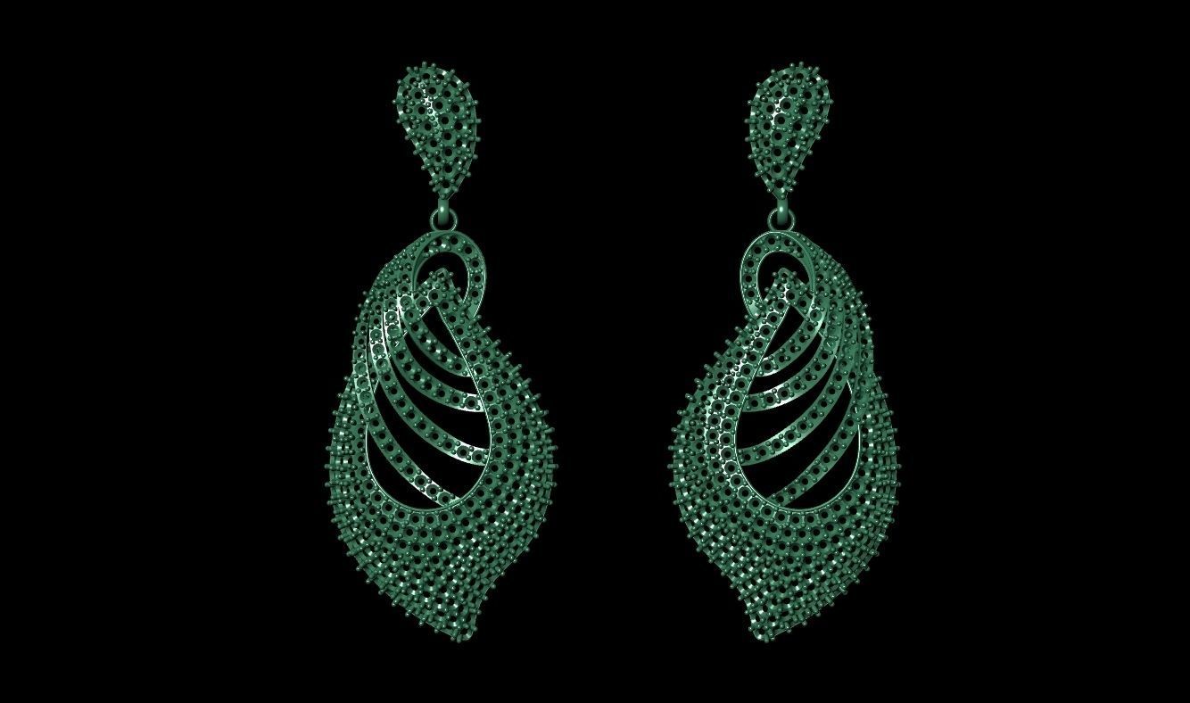 Diamond earrings 3D print model_4