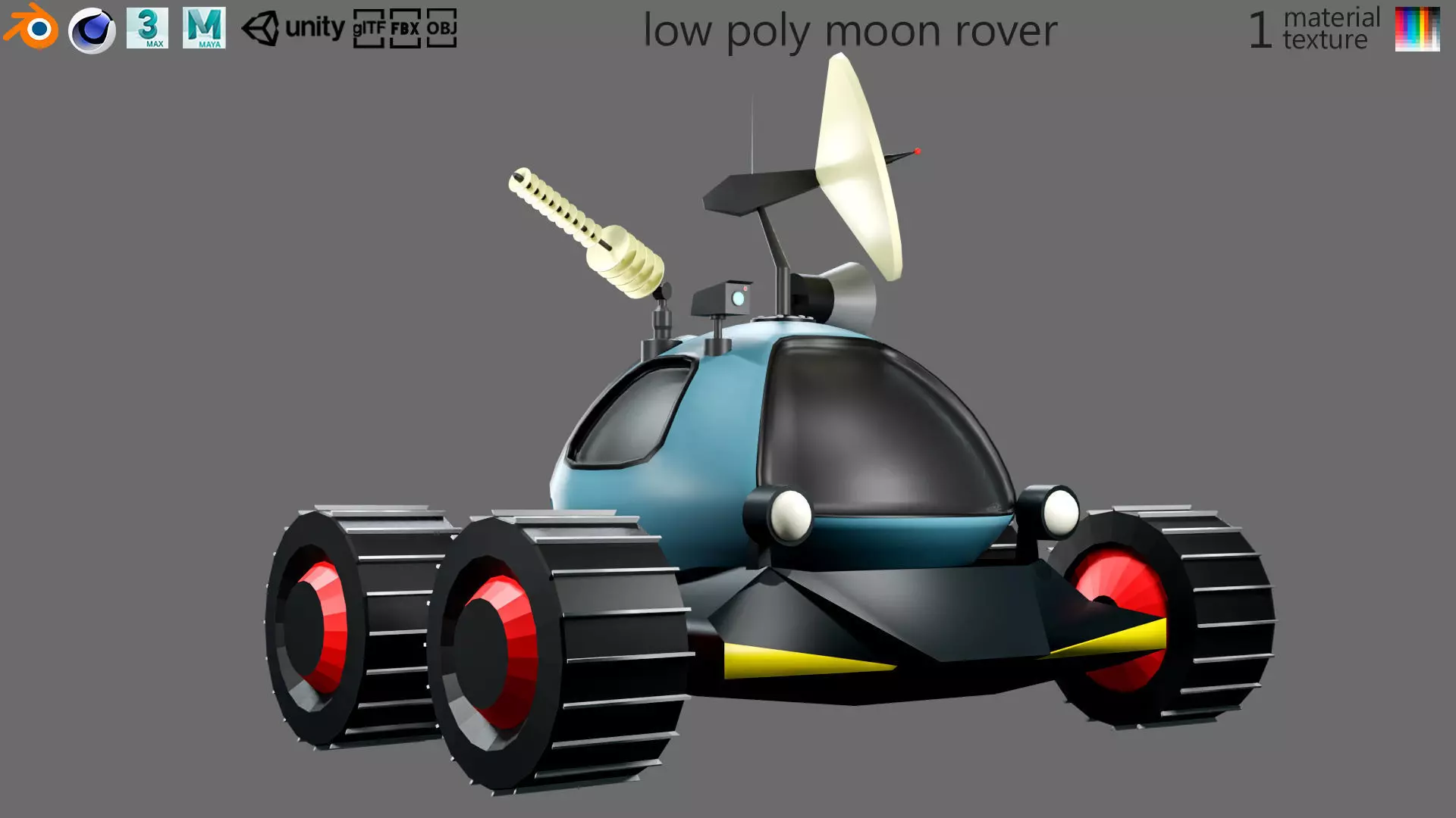 low poly moon rover Low-poly 3D model