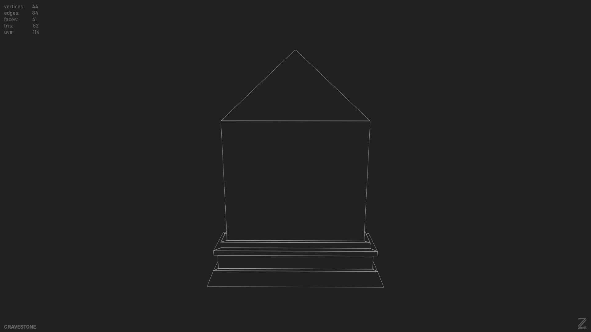 Gravestone Low-poly 3D model_2