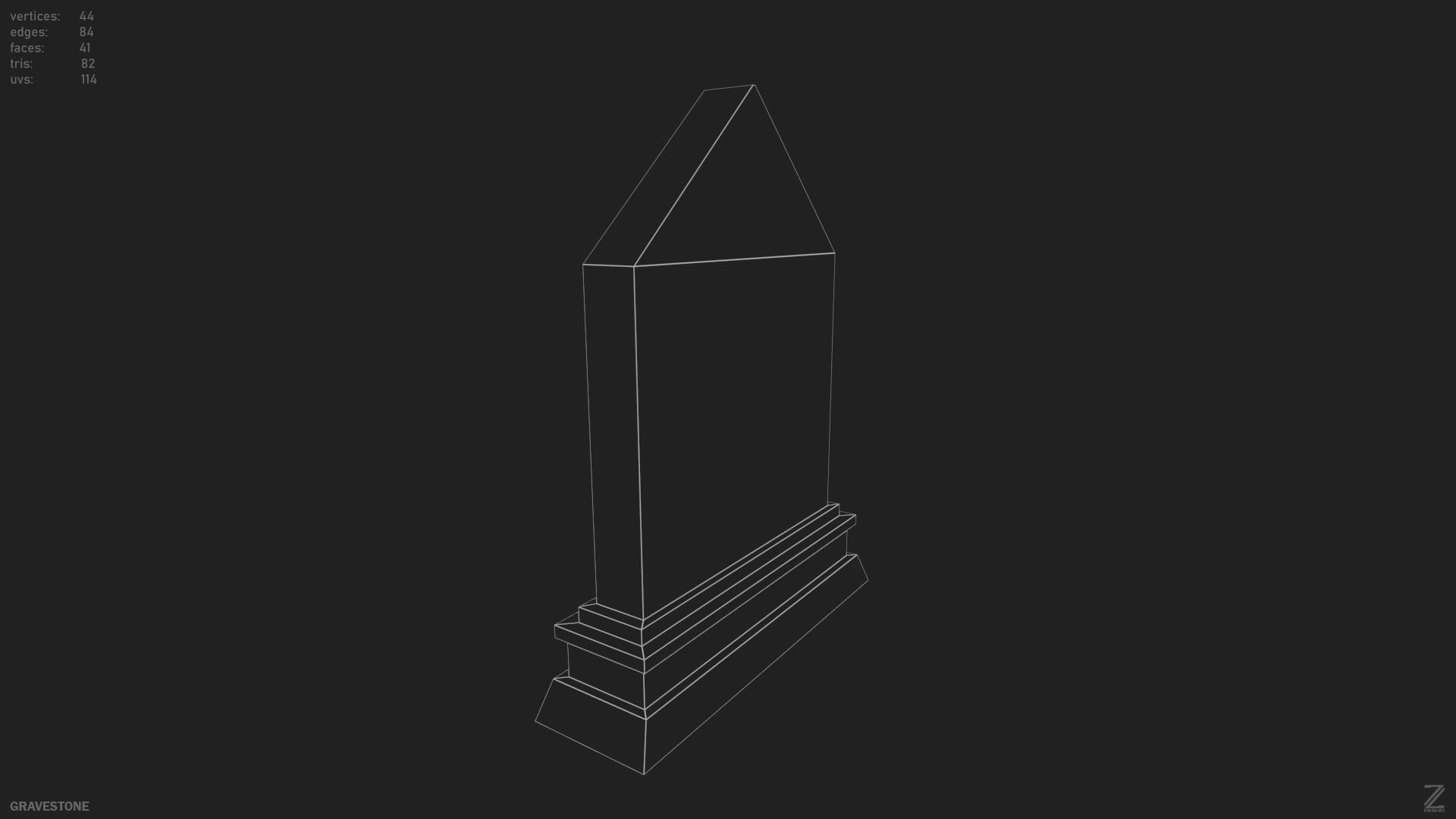 Gravestone Low-poly 3D model_12