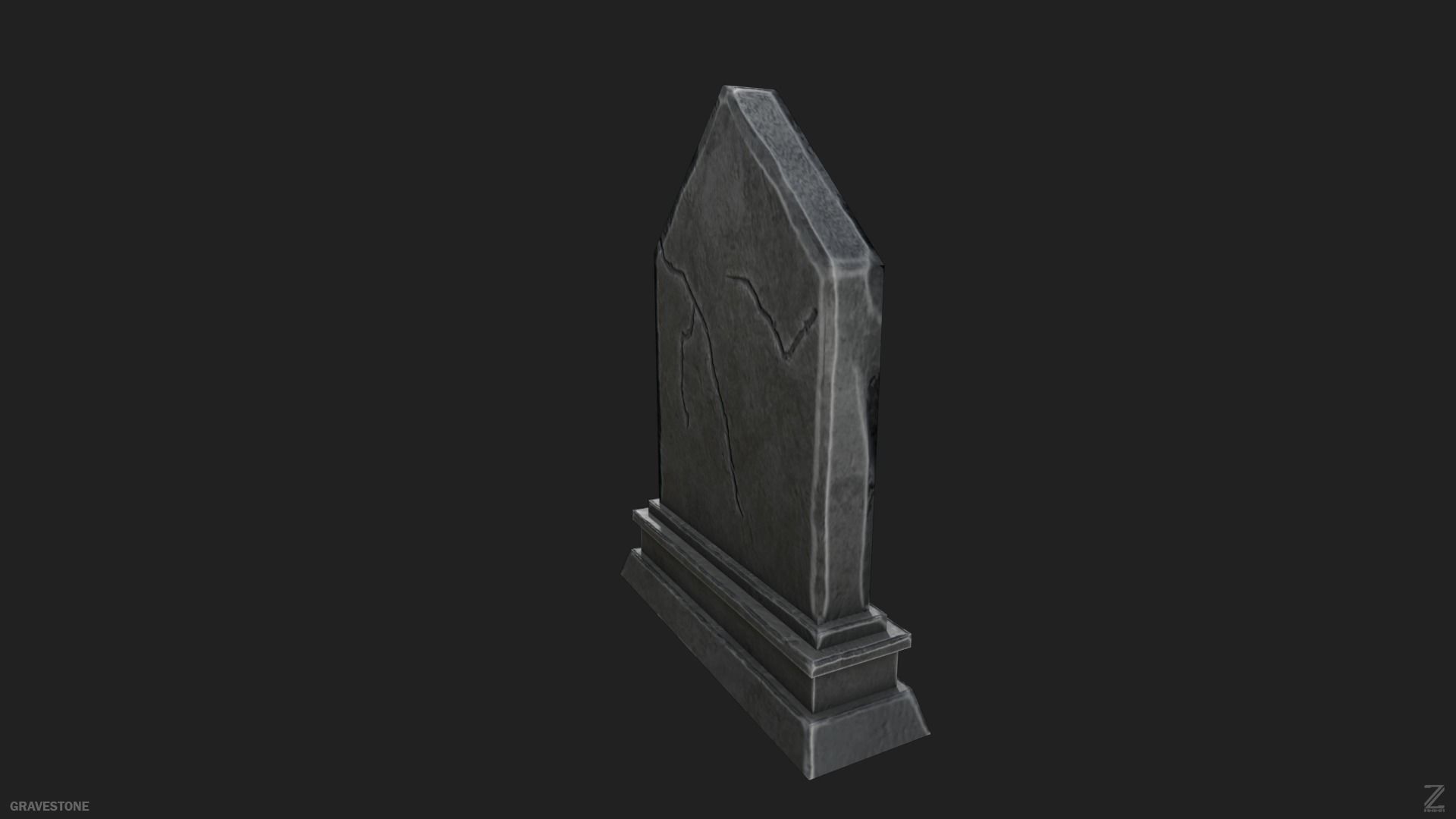 Gravestone Low-poly 3D model_9