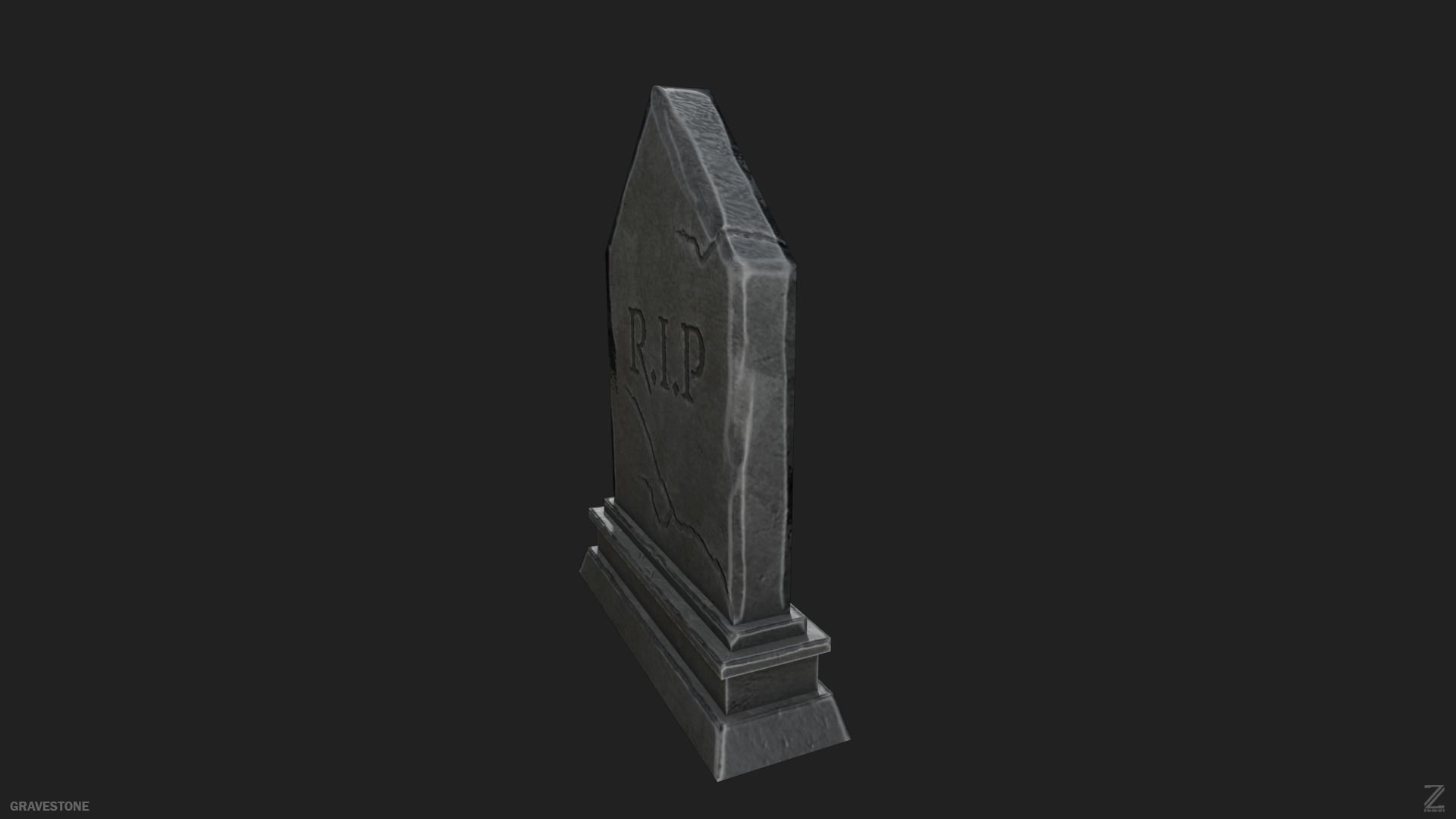 Gravestone Low-poly 3D model_4
