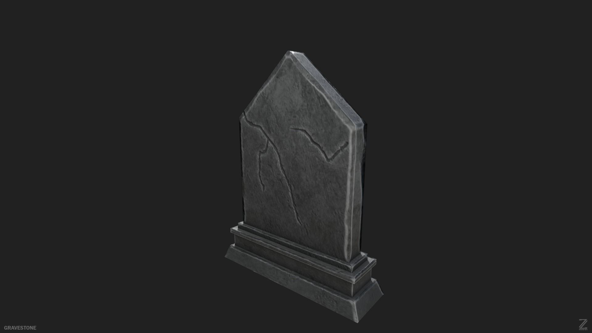 Gravestone Low-poly 3D model_8