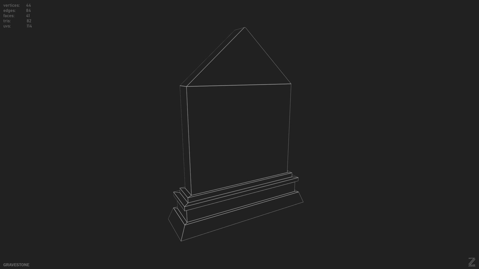 Gravestone Low-poly 3D model_13