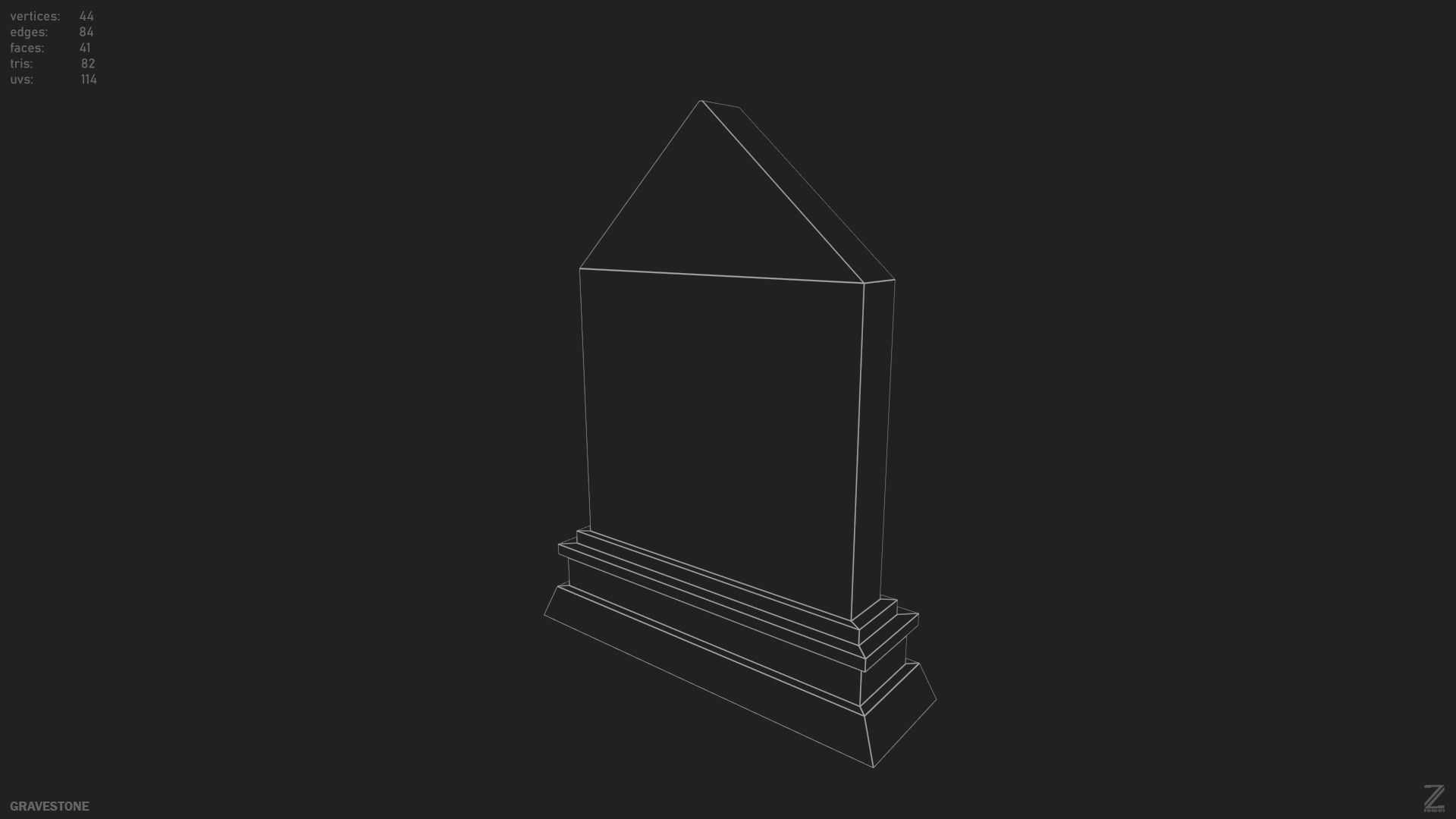 Gravestone Low-poly 3D model_10