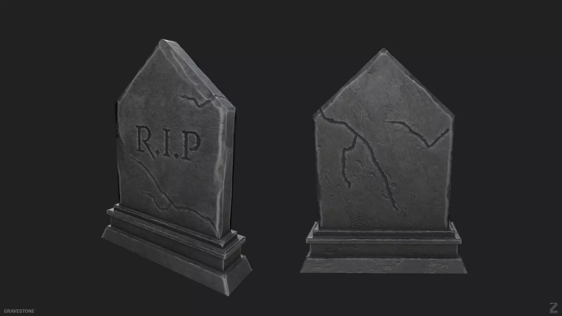 Gravestone Low-poly 3D model_0
